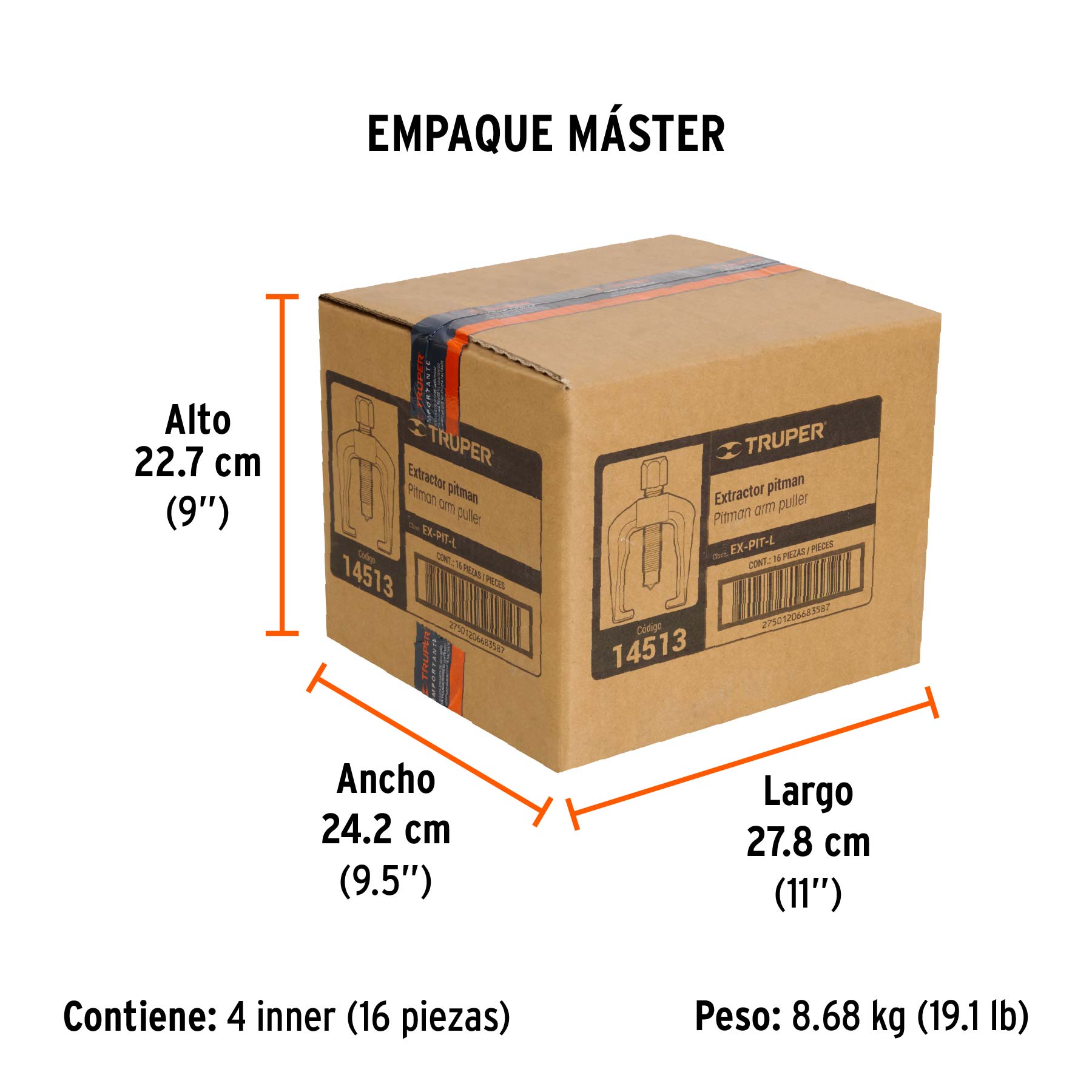Extractor Pitman, alcance 54 mm, uso ligero, TRUPER - Empaque
