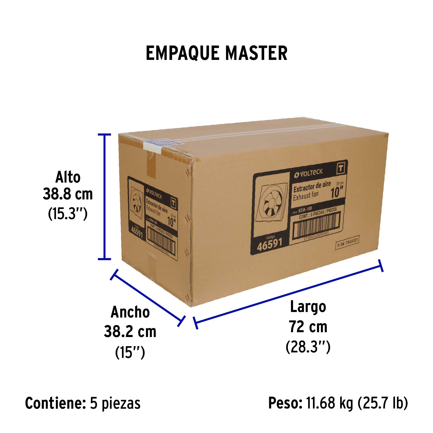 Extractor de aire de 10",blanco, VOLTECK - Empaque