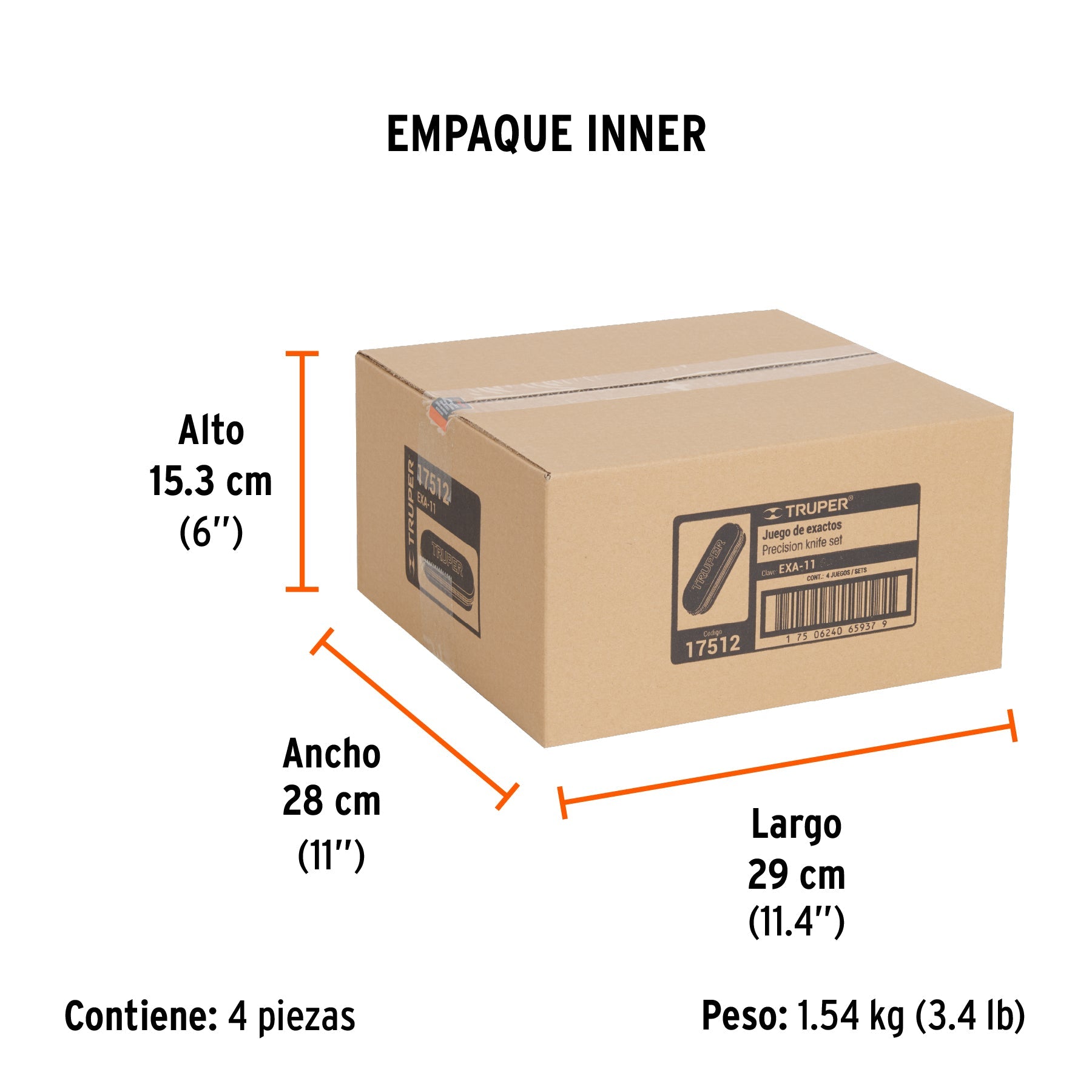 Juego de exactos profesional con 13 cuchillas,estuche,TRUPER - Empaque