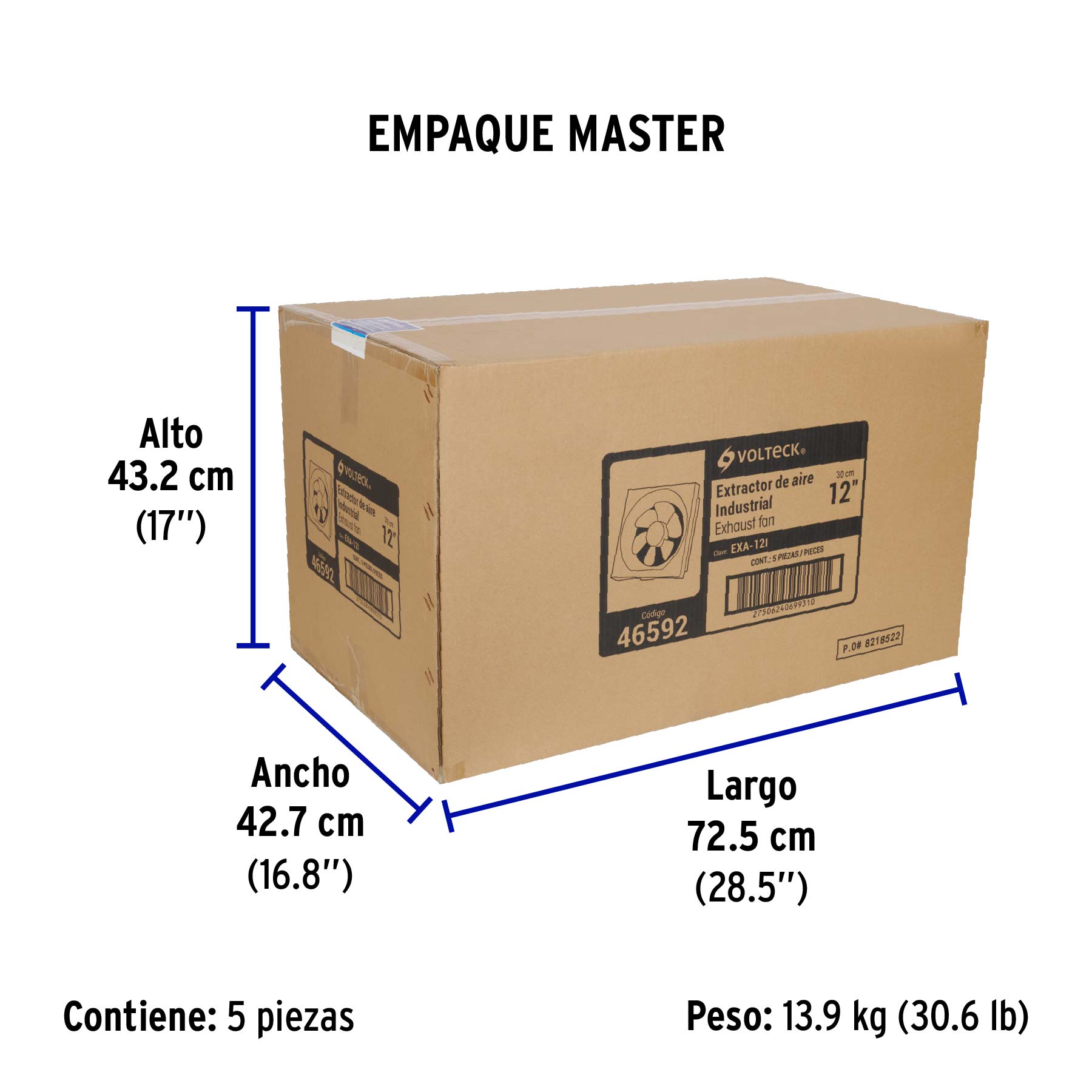 Extractor de aire de 12",blanco, VOLTECK - Empaque