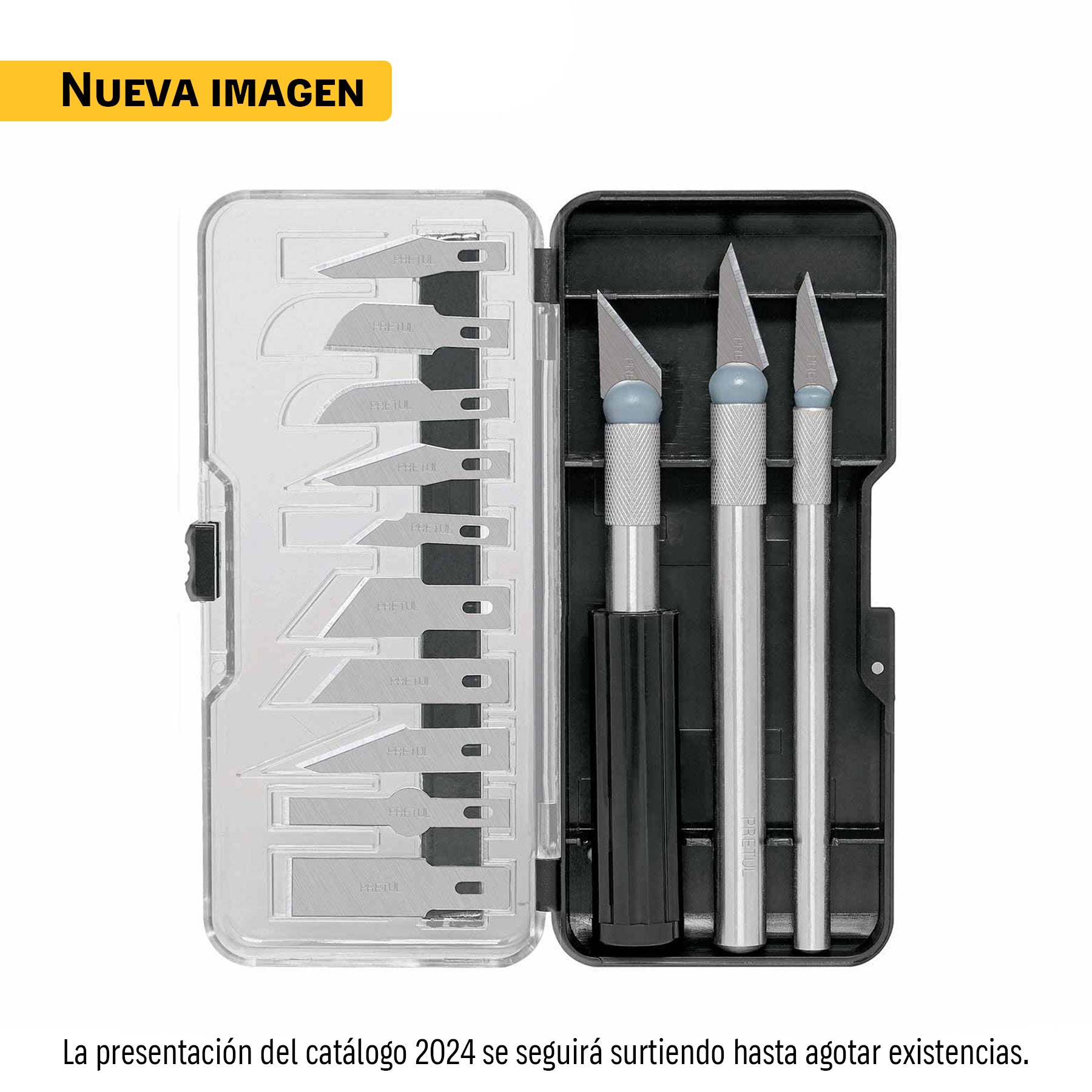 Juego de exactos con 13 cuchillas en estuche, PRETUL
