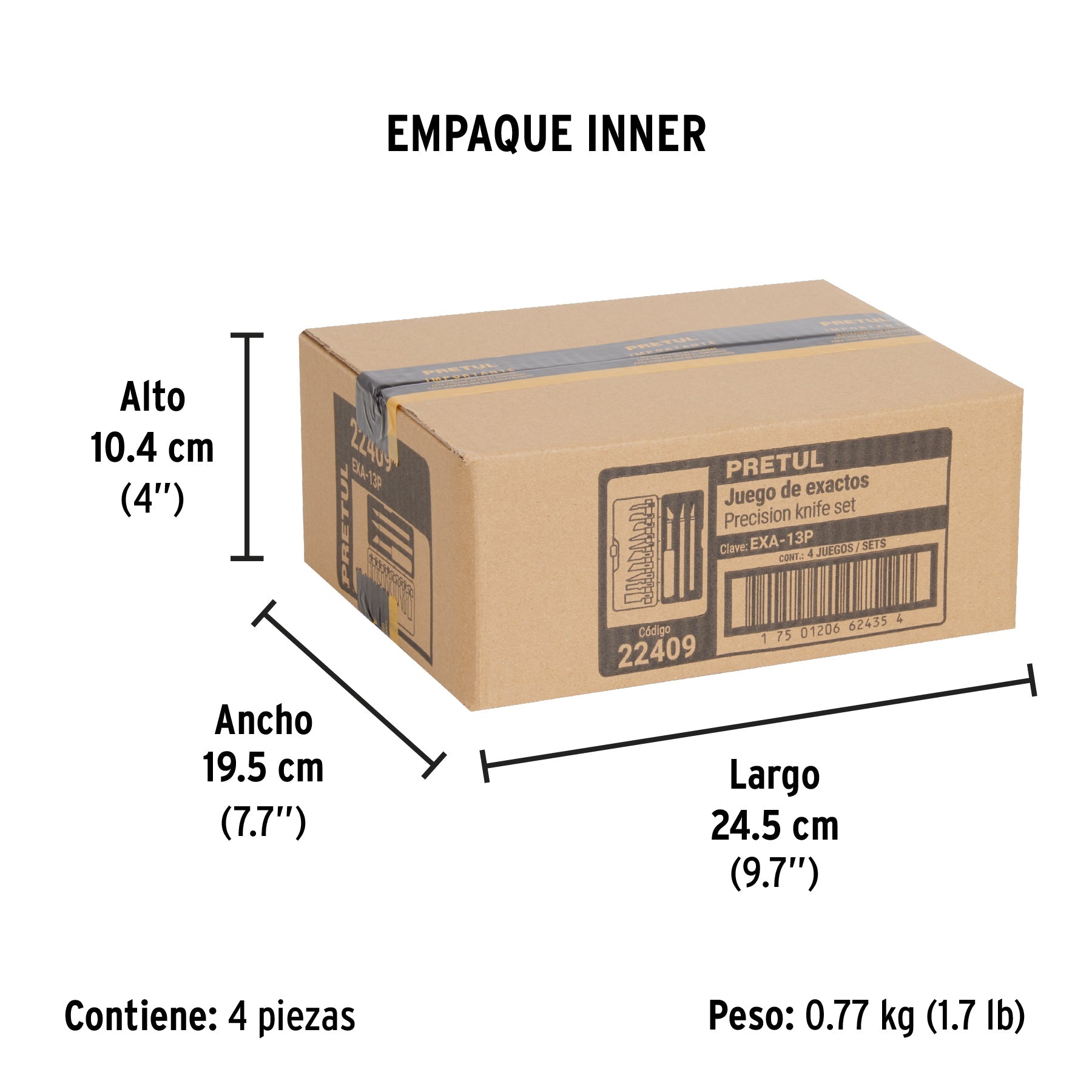 Juego de exactos con 13 cuchillas en estuche, PRETUL - Empaque