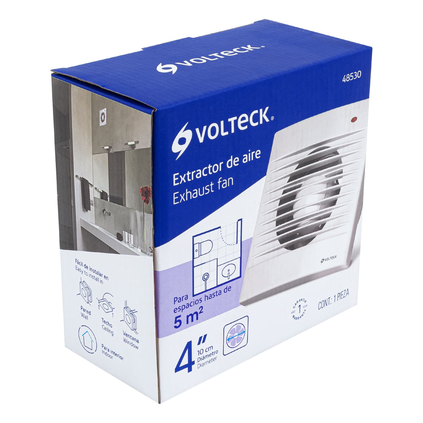 Extractor de aire de 4", blanco, VOLTECK