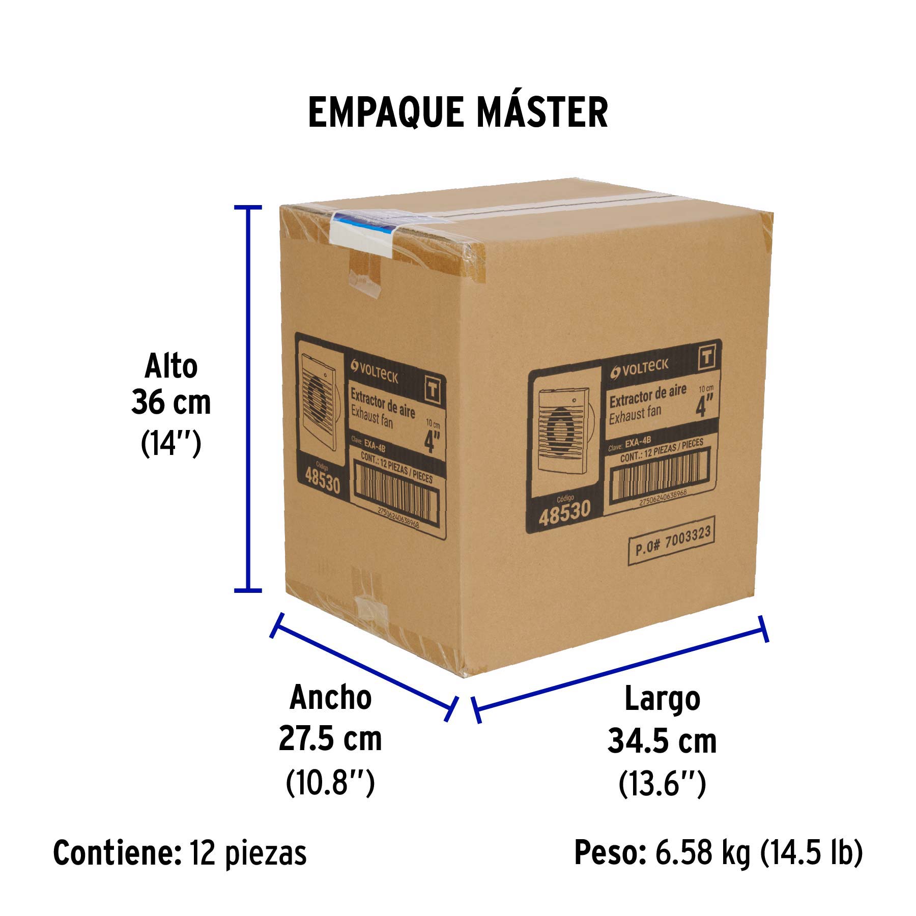 Extractor de aire de 4", blanco, VOLTECK - Empaque