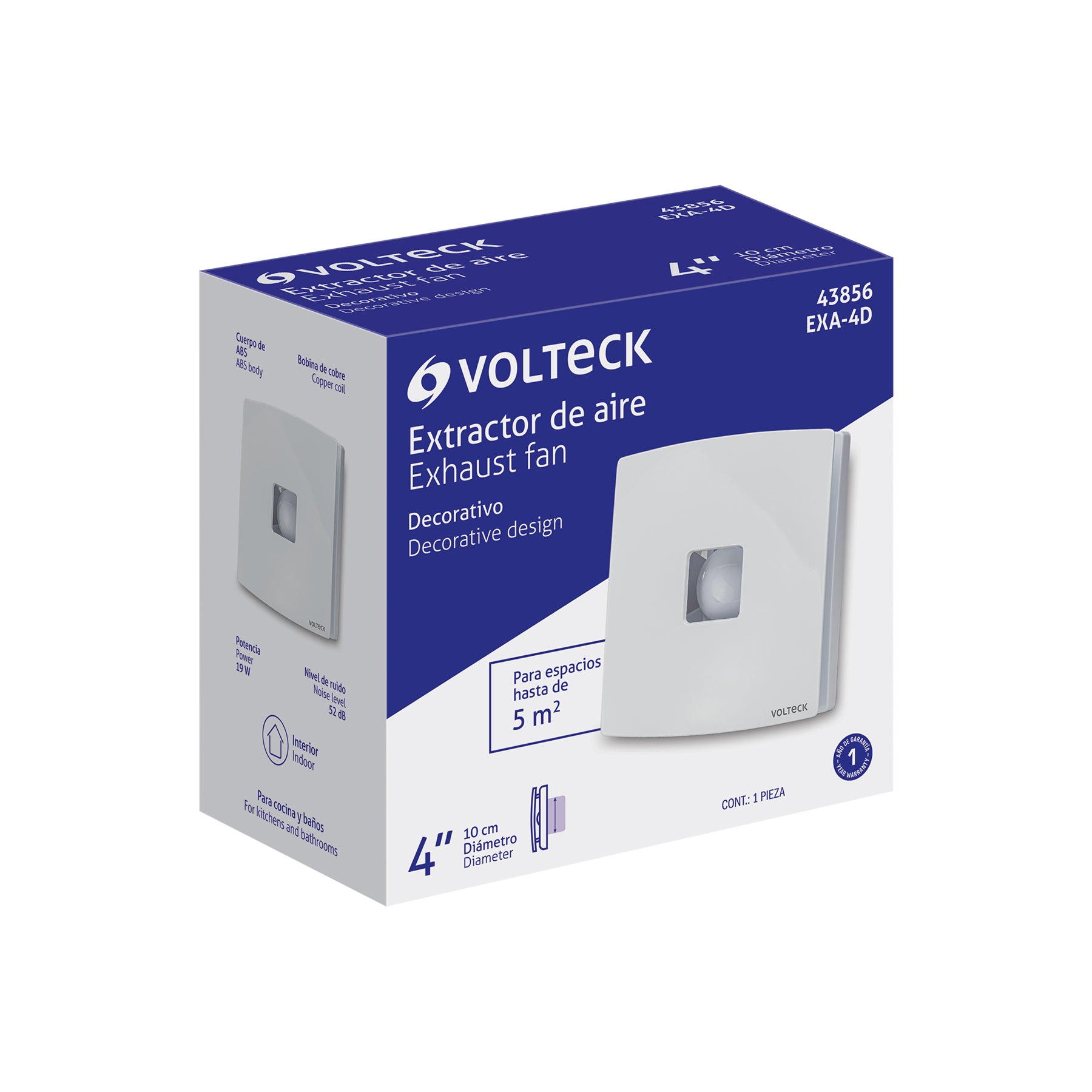 Extractor de aire de 4", decorativo, VOLTECK