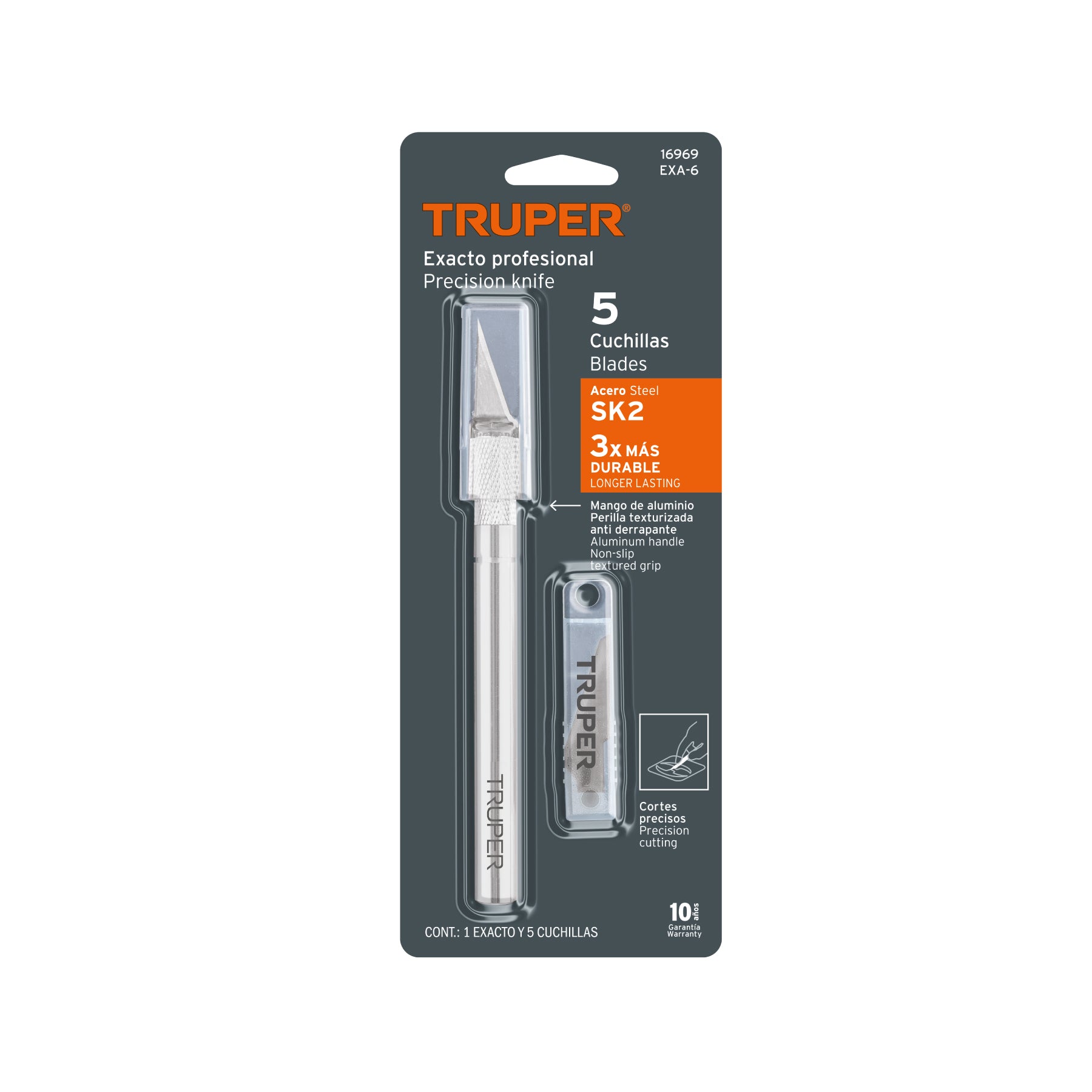 Exacto 6" profesional con 5 cuchillas de acero SK2, TRUPER