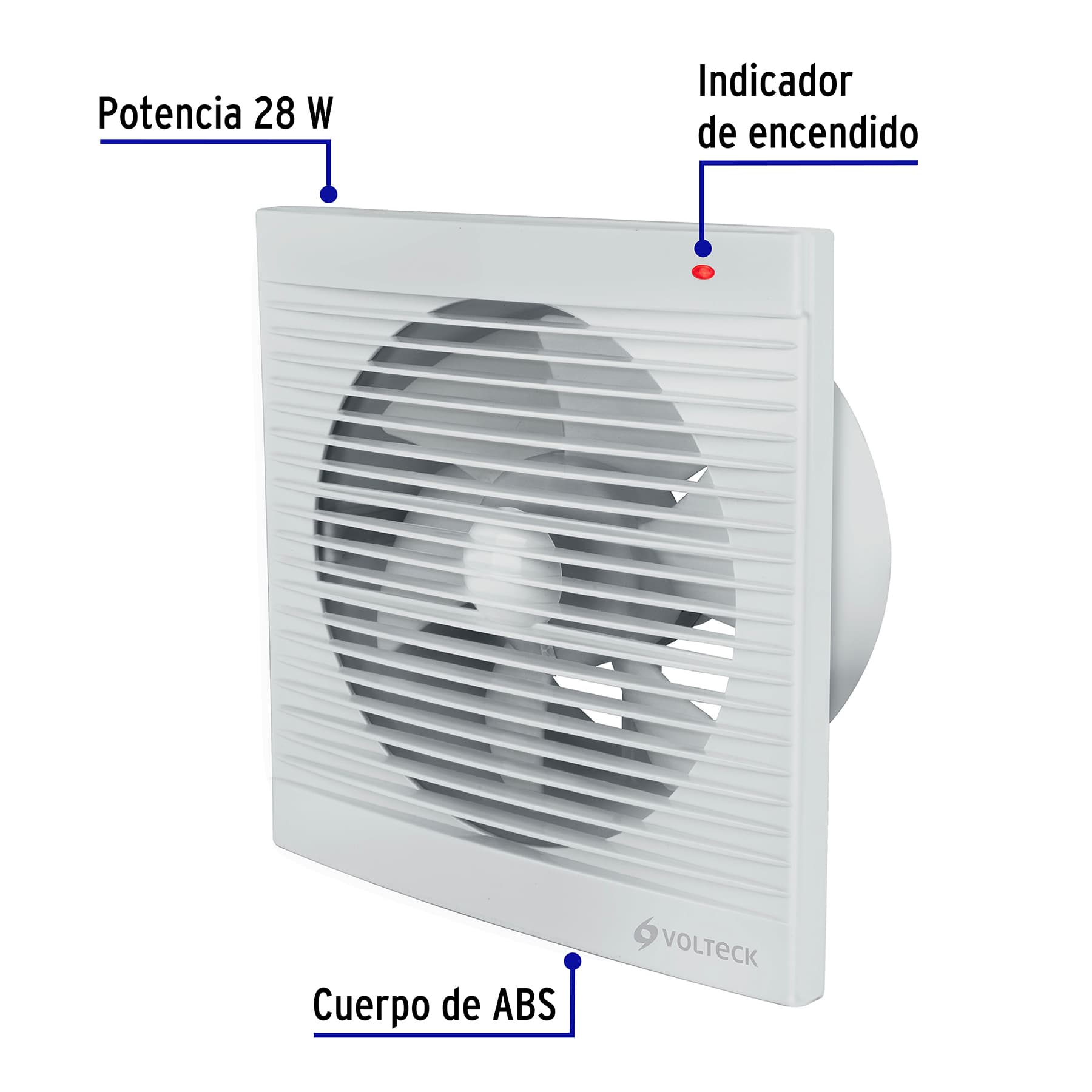 Extractor de aire de 8", blanco, VOLTECK