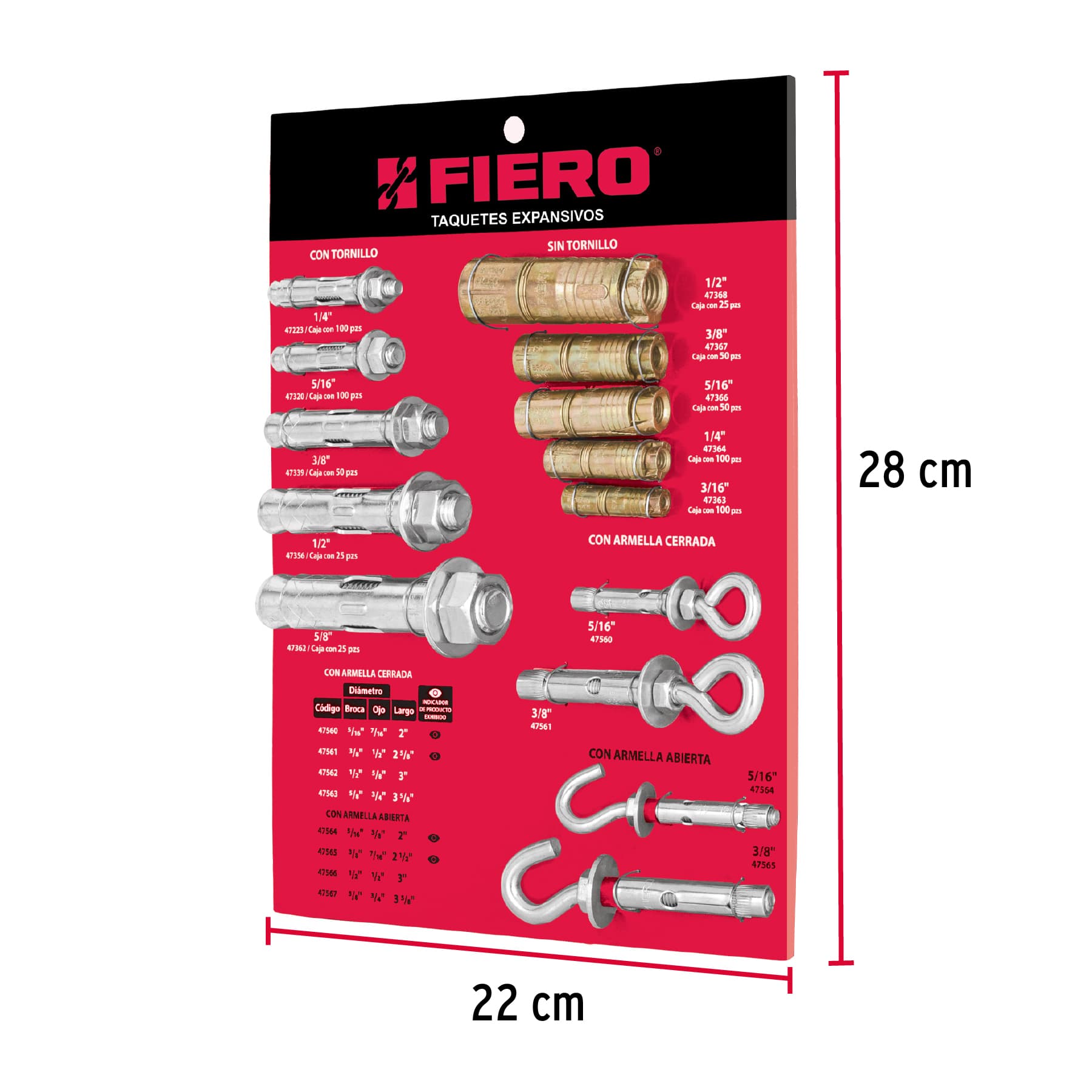 Exhibidor FIERO de taquetes expansivos