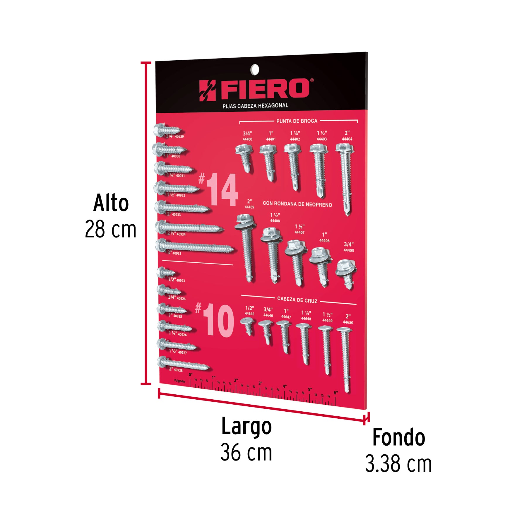 Exhibidor de pijas cabeza hexagonal, FIERO