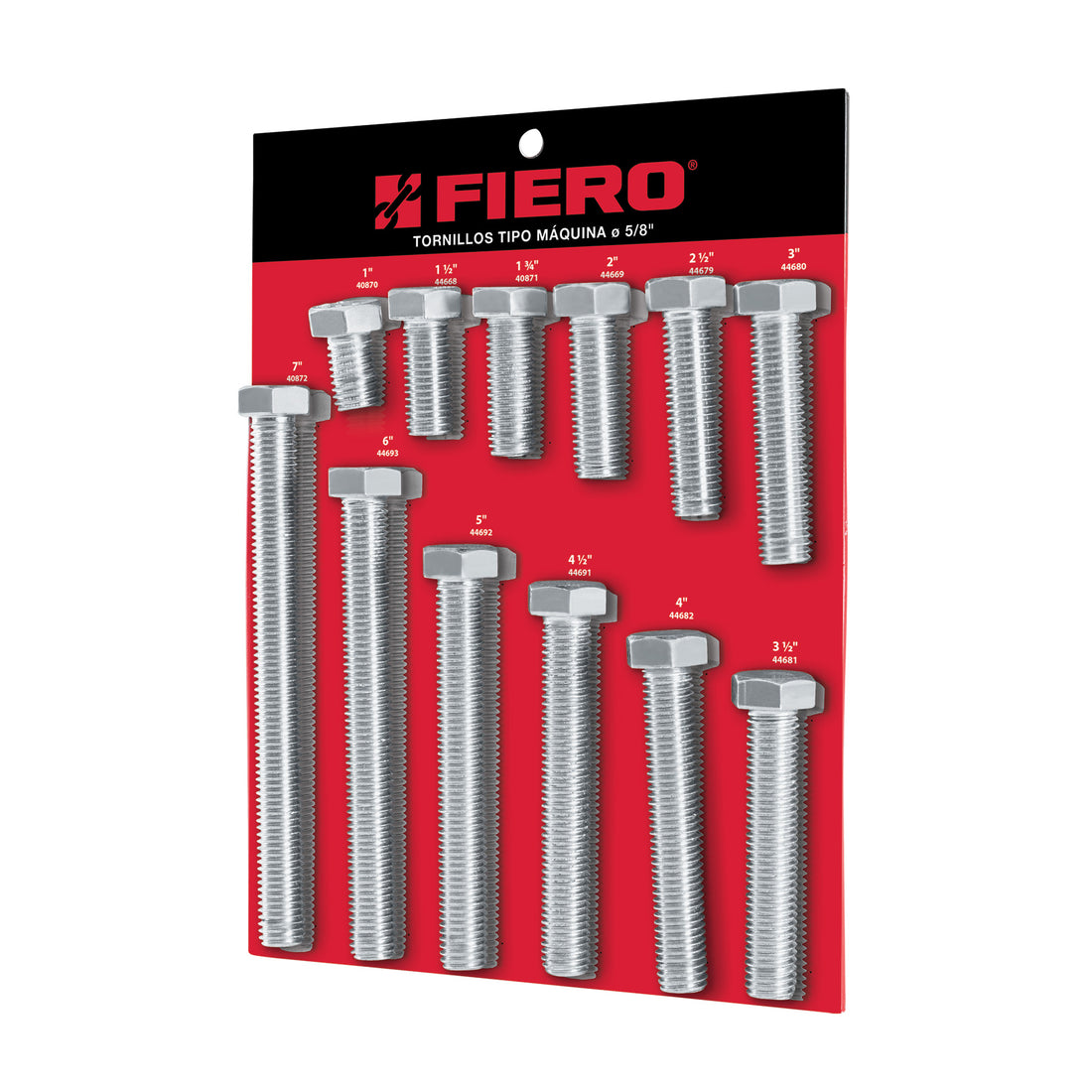 Exhibidor FIERO con tornillos tipo máquina, 5/8"