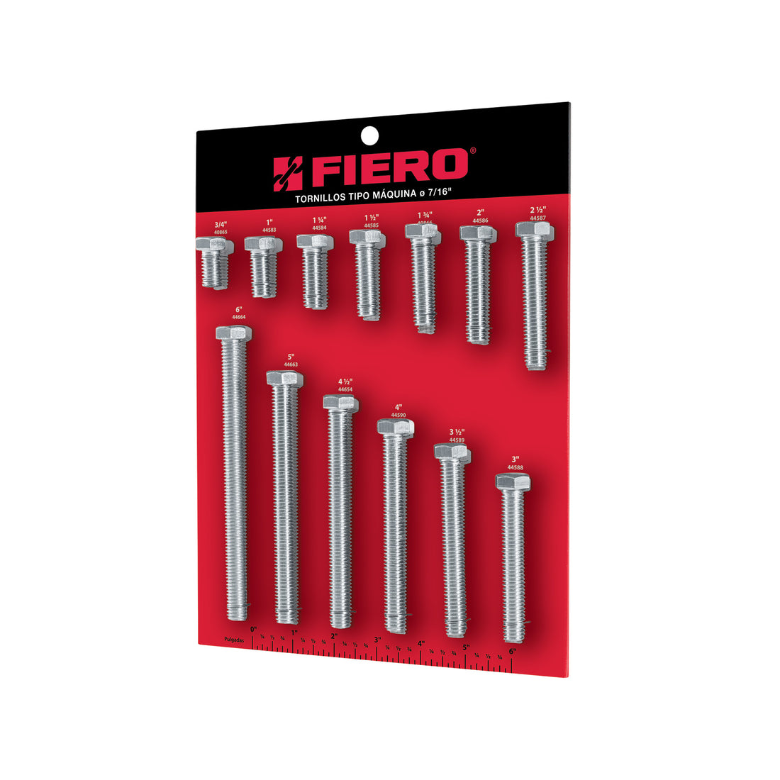 Exhibidor FIERO con tornillos tipo máquina, 7/16"