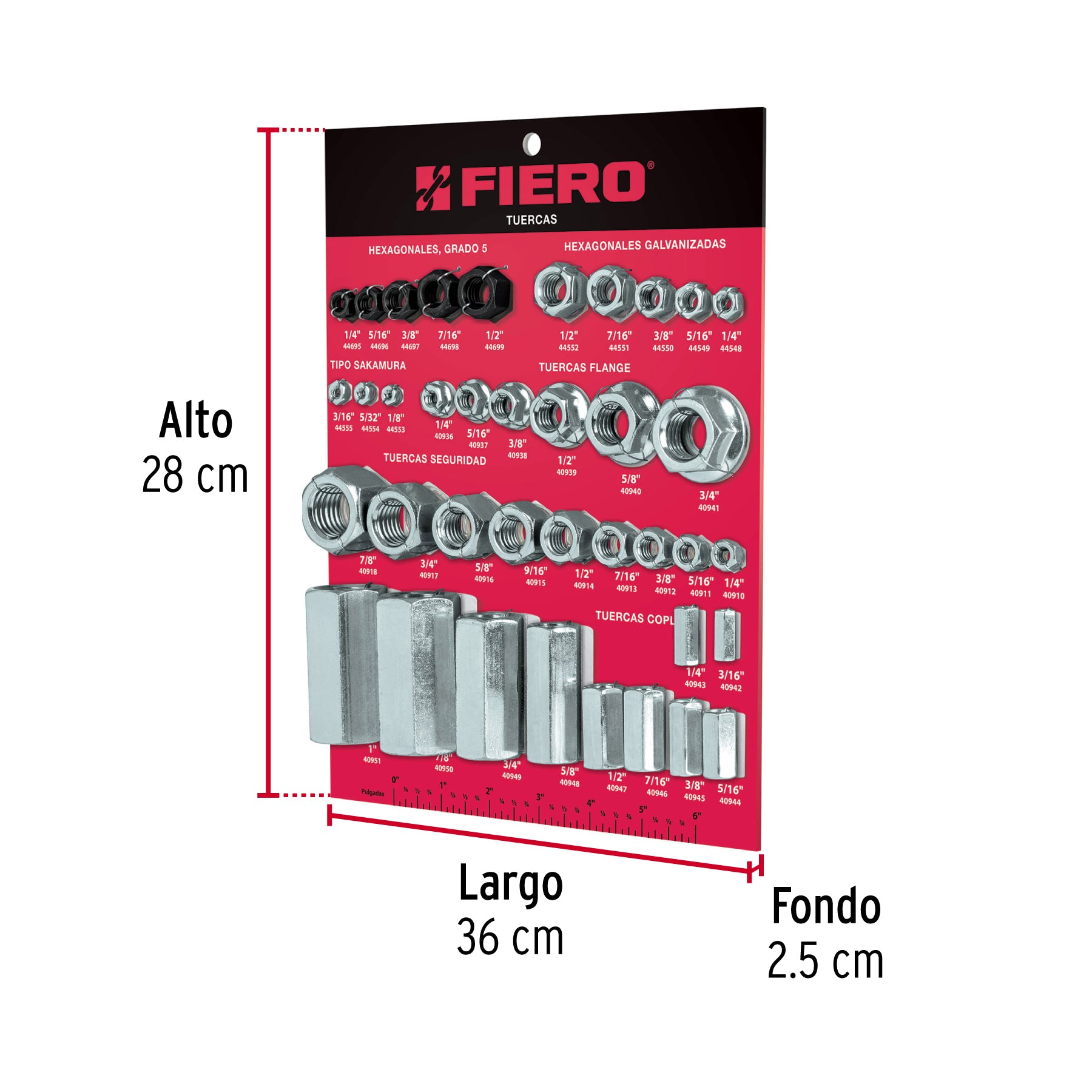 Exhibidor de tuercas, FIERO