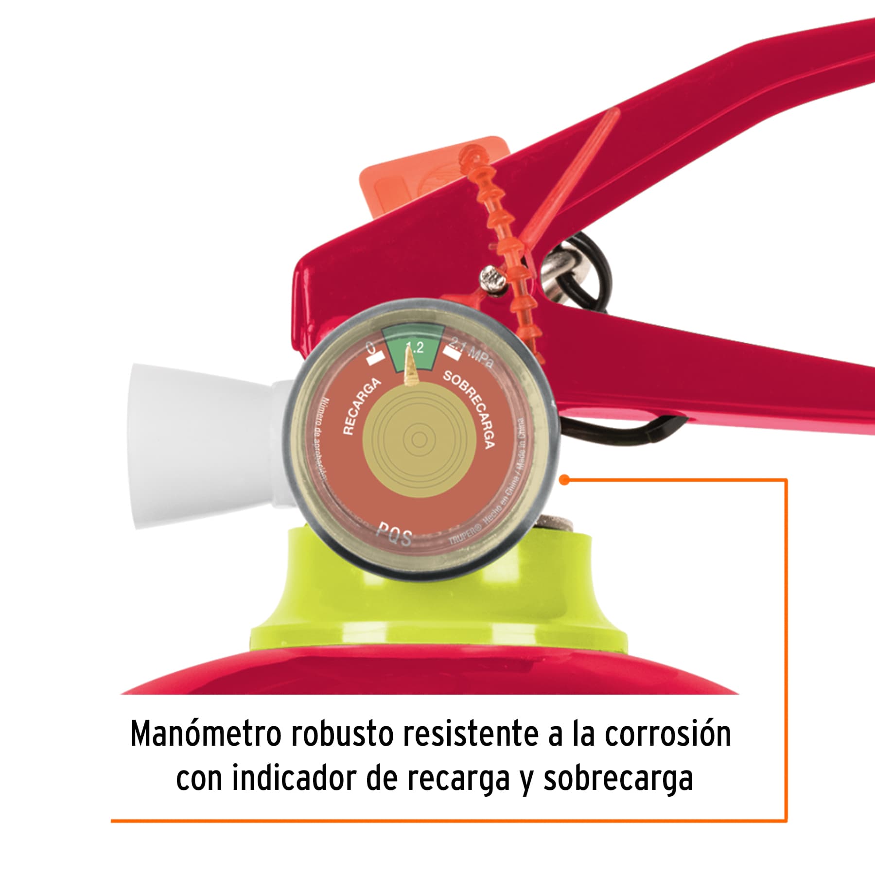 Extintor portátil recargable 1 kg, polvo tipo ABC, TRUPER