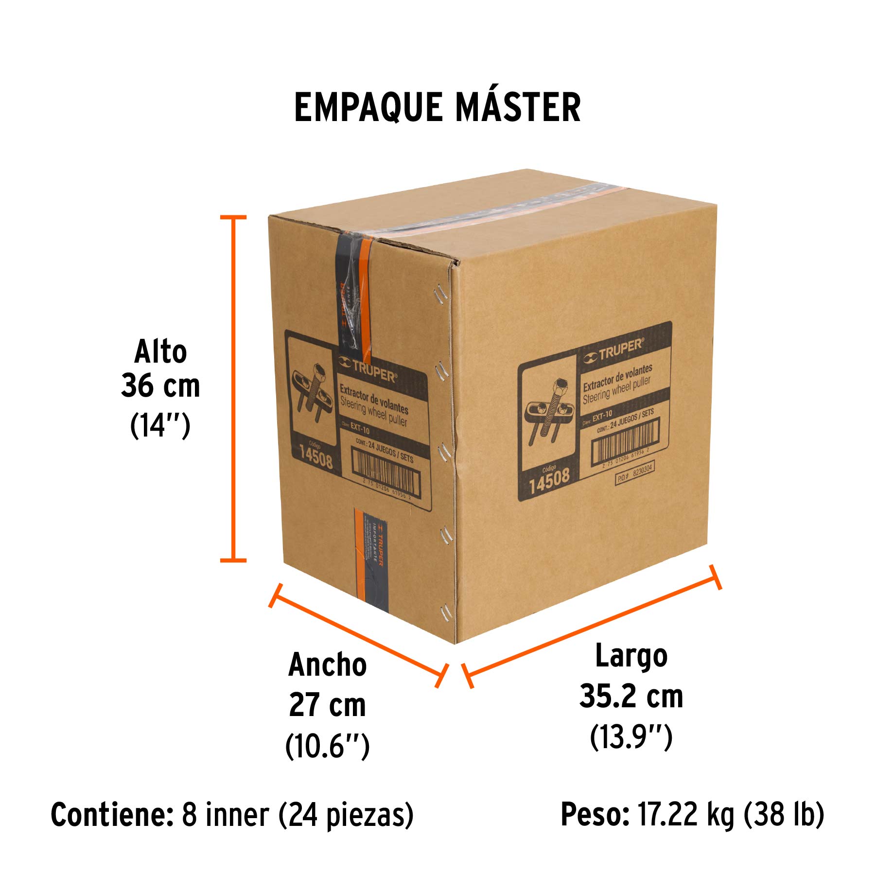 Extractor de volantes, 11 piezas, TRUPER - Empaque