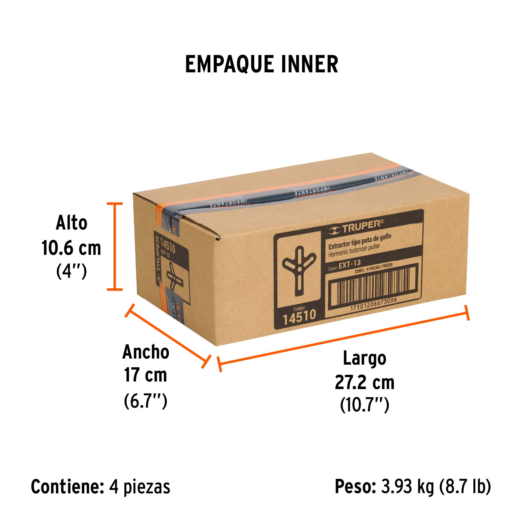 Extractor pata de gallo, 13 piezas, TRUPER - Empaque
