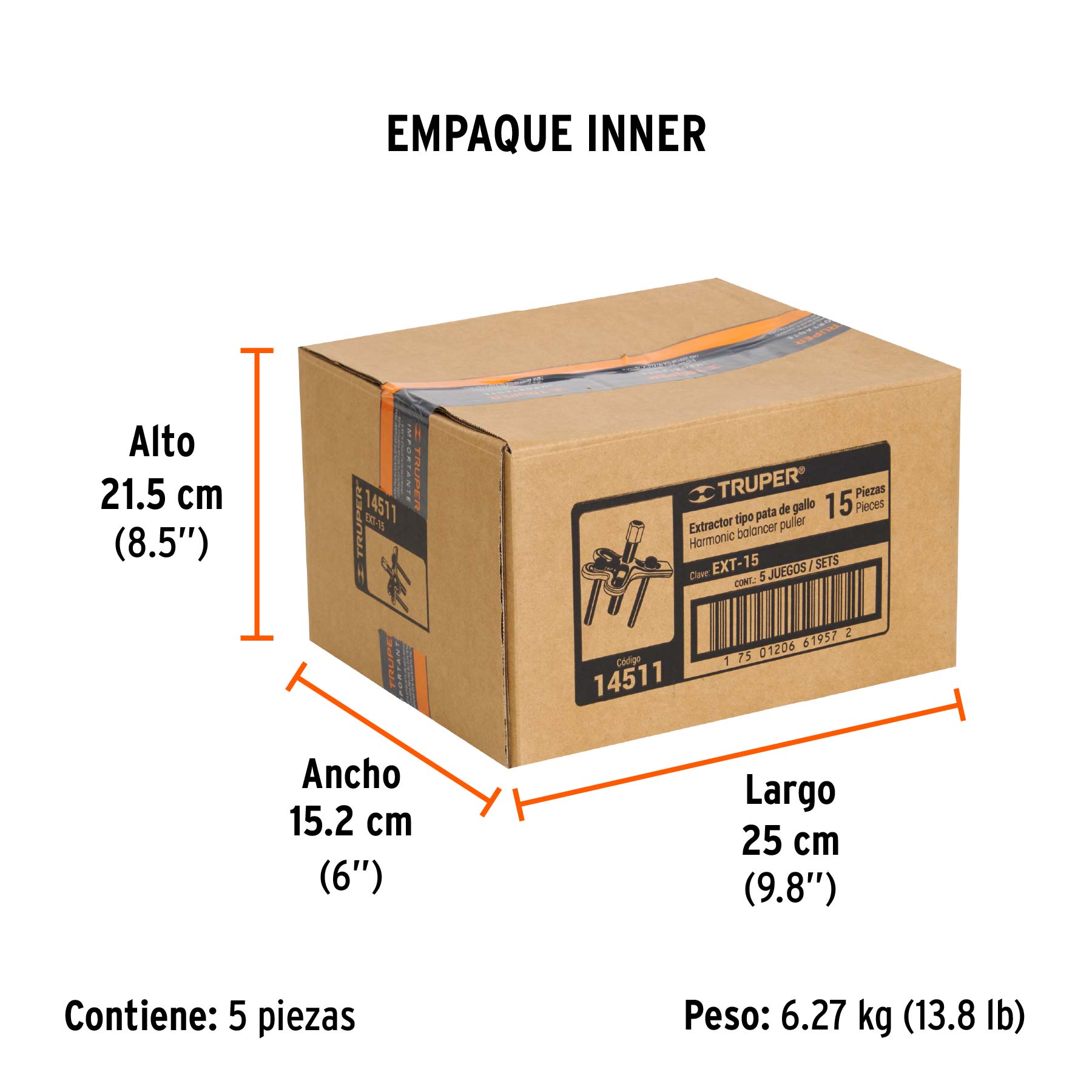 Extractor pata de gallo, 15 piezas, TRUPER - Empaque