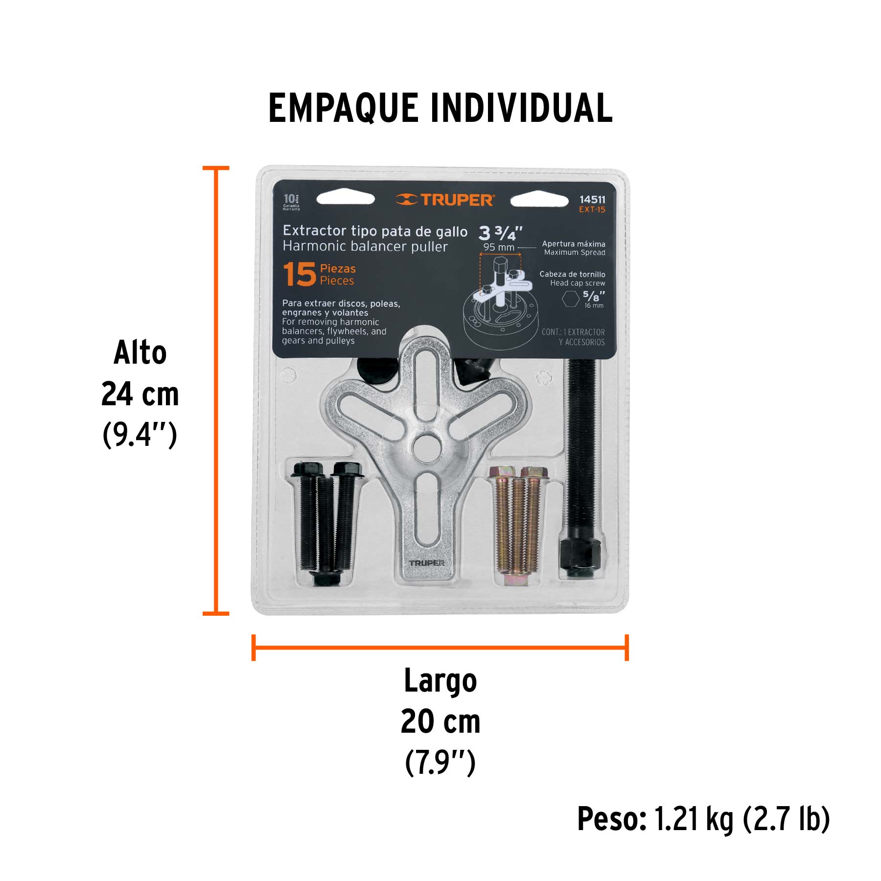 Extractor pata de gallo, 15 piezas, TRUPER - Empaque