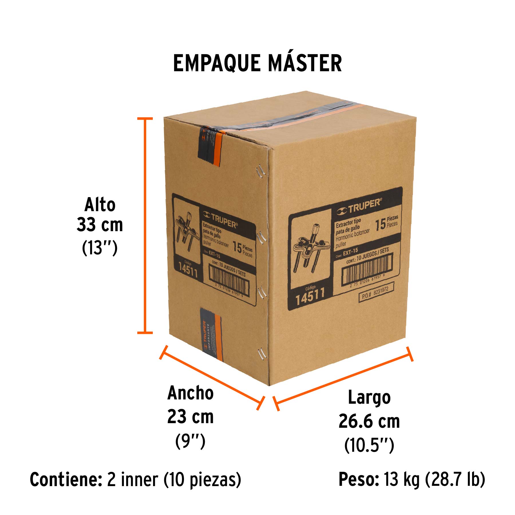 Extractor pata de gallo, 15 piezas, TRUPER - Empaque