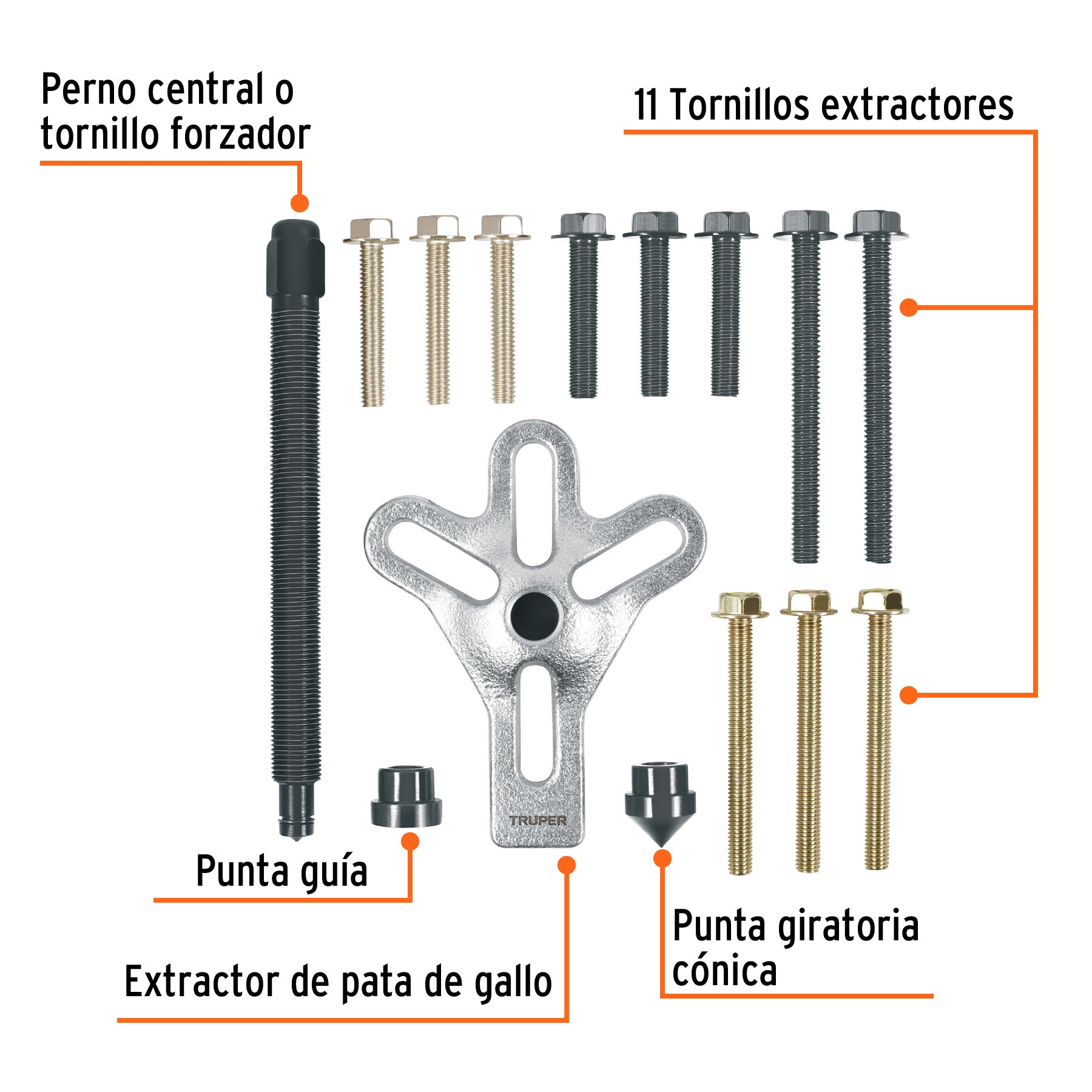 Extractor pata de gallo, 15 piezas, TRUPER