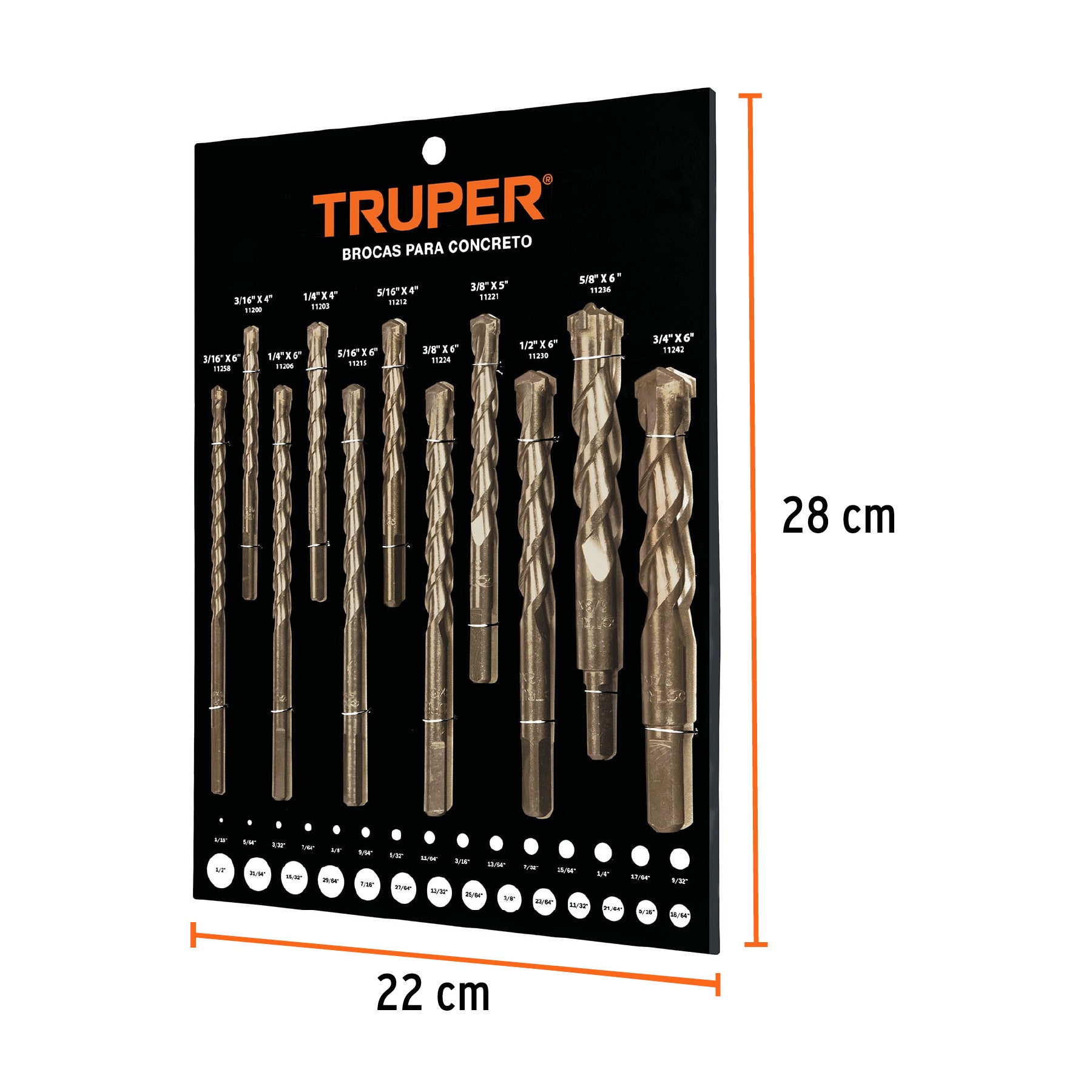Exhibidor TRUPER de brocas de concreto