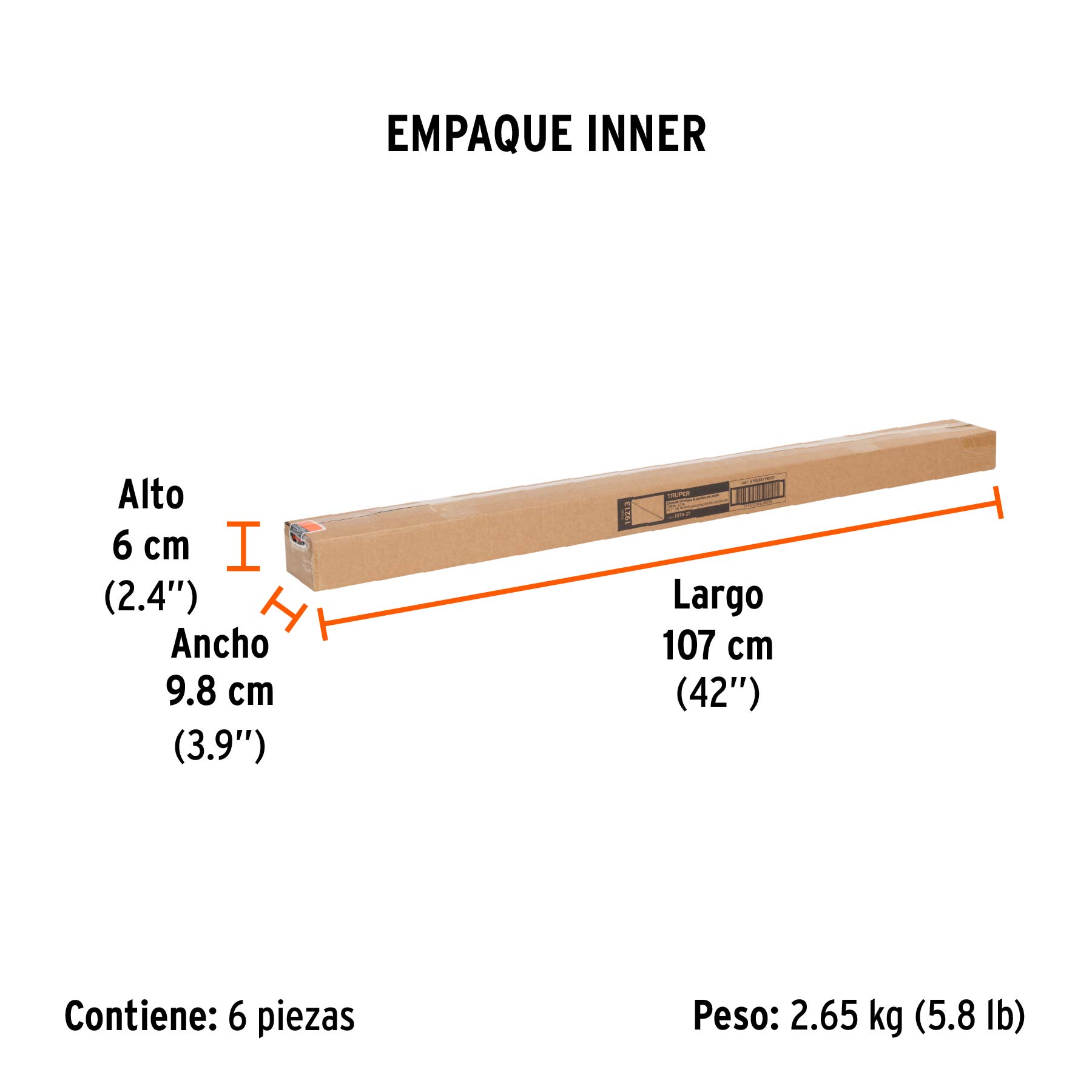 Extensión de aluminio para rodillo, 2.7 m, TRUPER - Empaque
