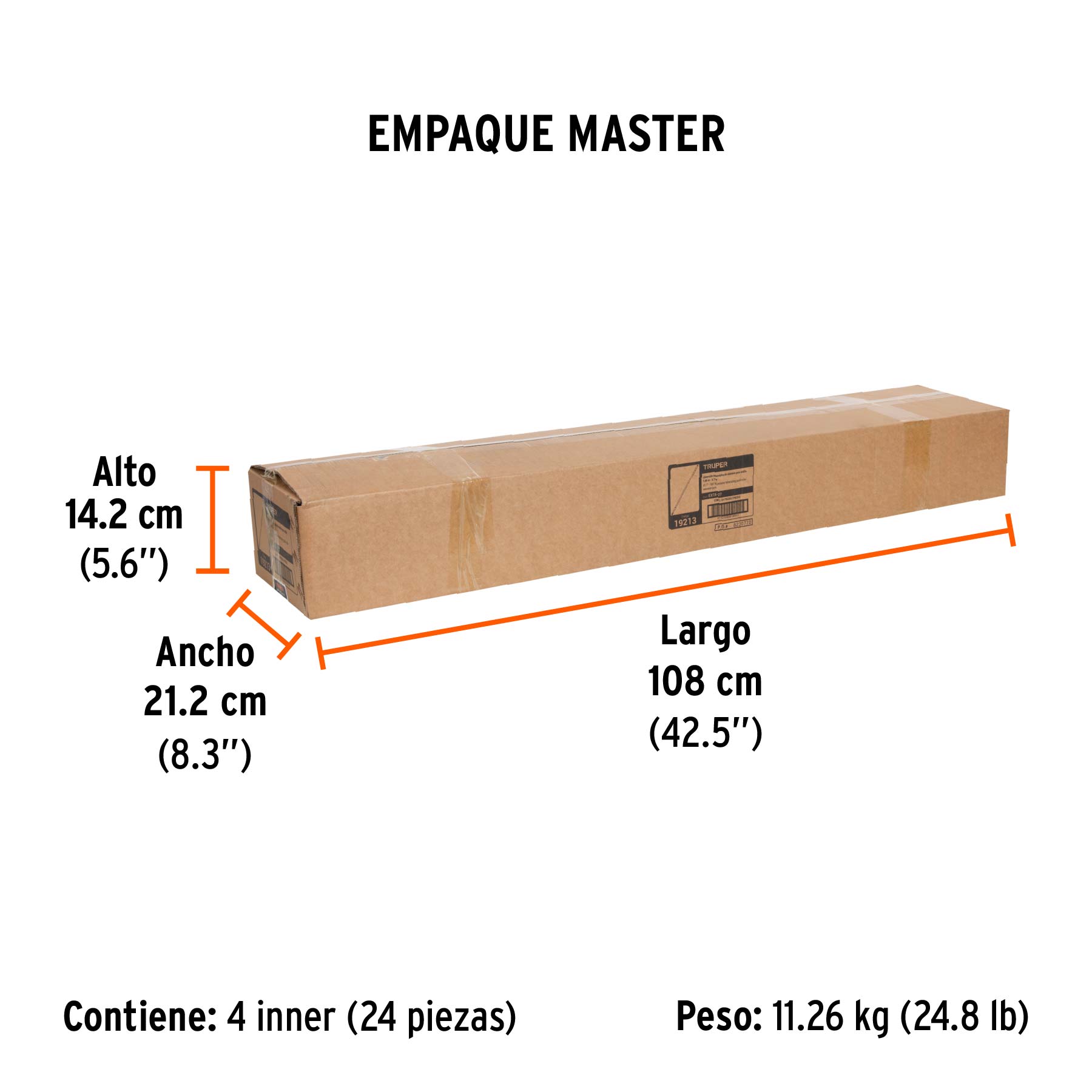 Extensión de aluminio para rodillo, 2.7 m, TRUPER - Empaque