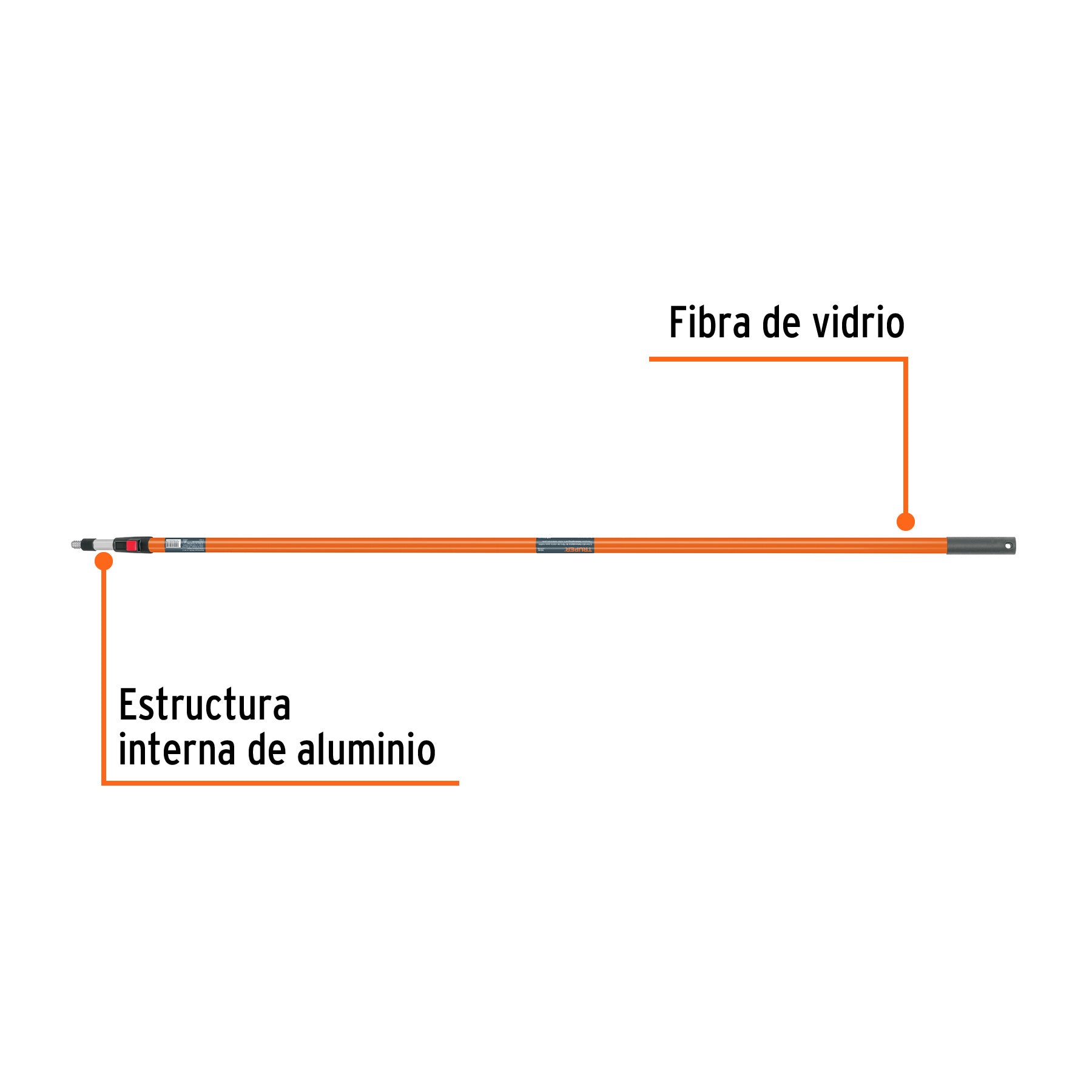Extensión de fibra de vidrio para rodillo, 3.6 m, TRUPER