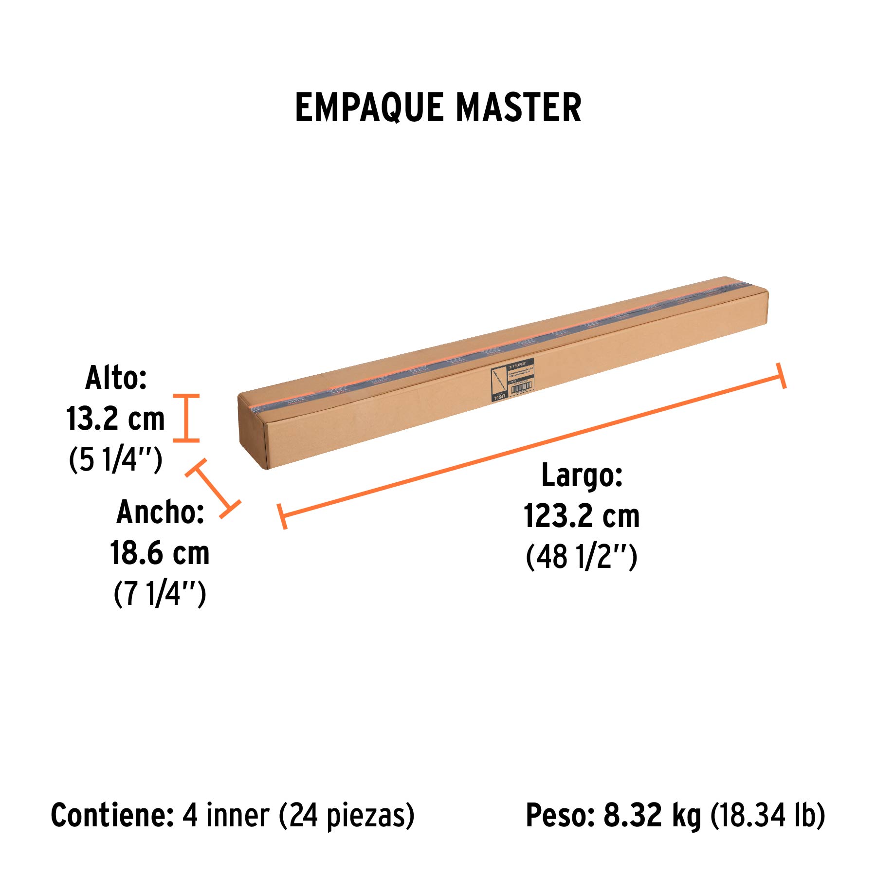 Extensión de acero para rodillo, 1.2 m, TRUPER - Empaque