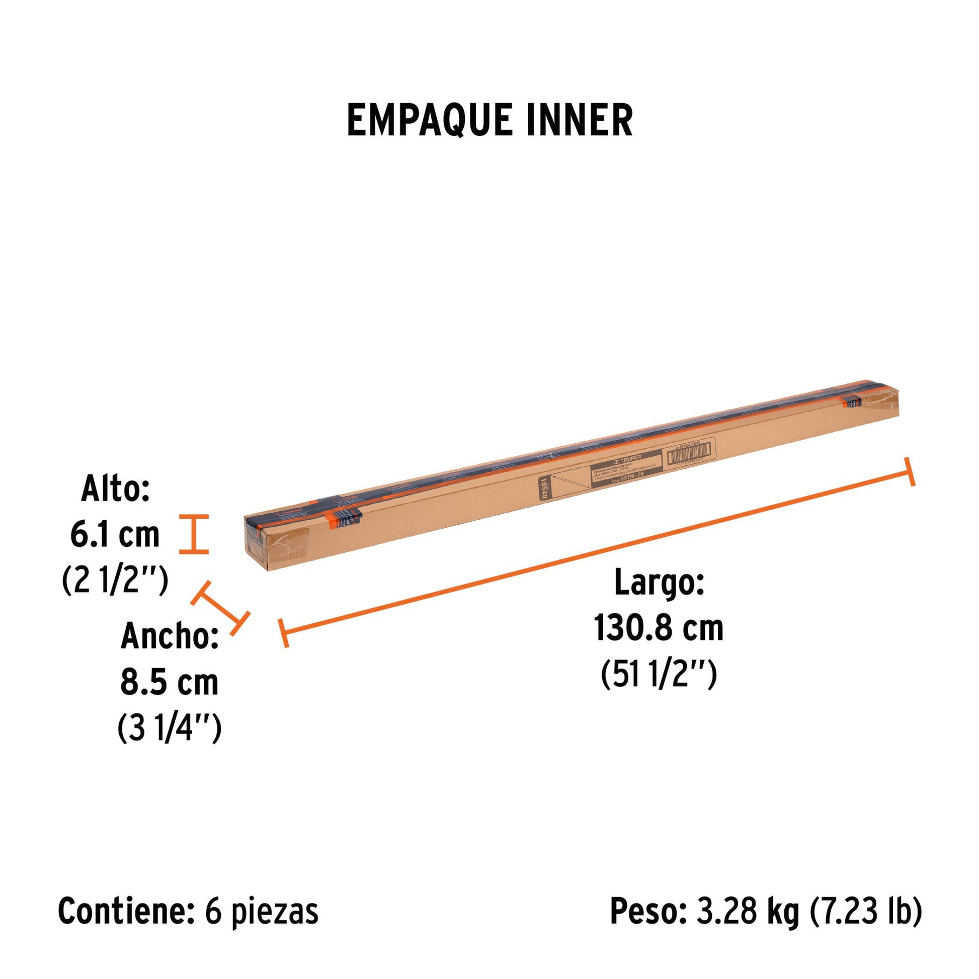 Extensión de acero para rodillo, 2.4 m, TRUPER - Empaque