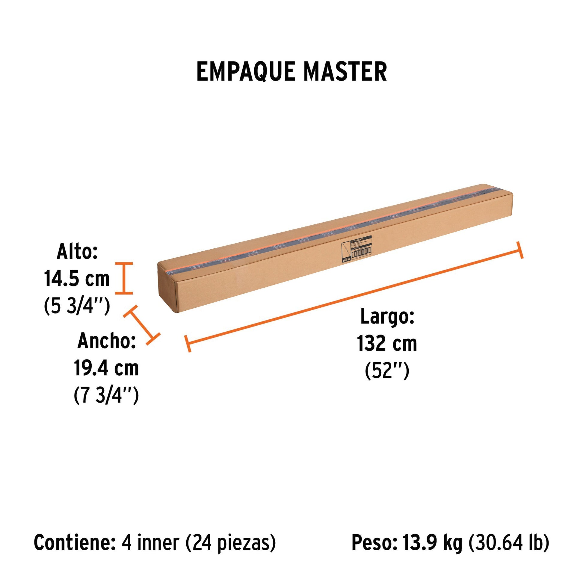 Extensión de acero para rodillo, 2.4 m, TRUPER - Empaque