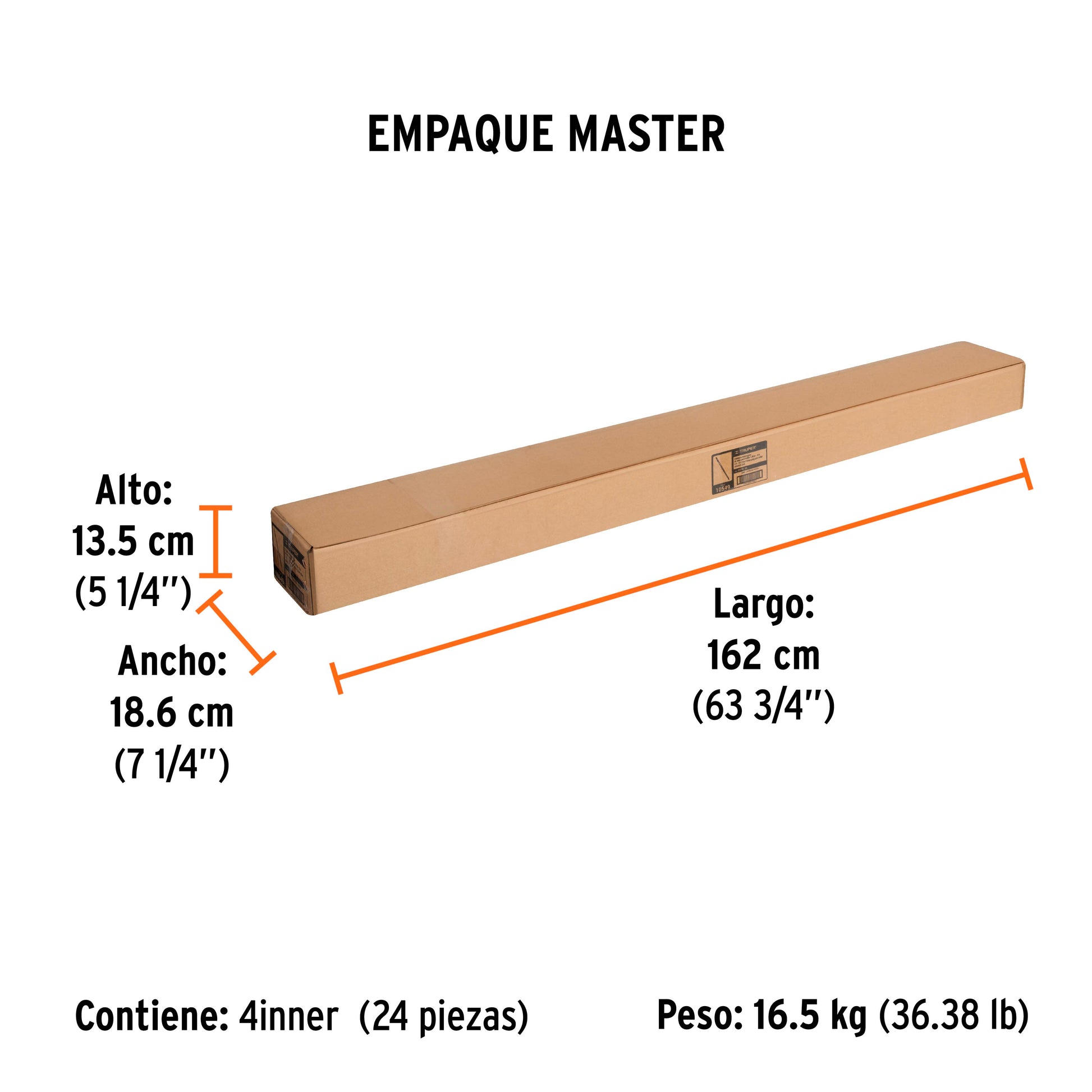 Extensión de acero para rodillo, 3 m, TRUPER - Empaque