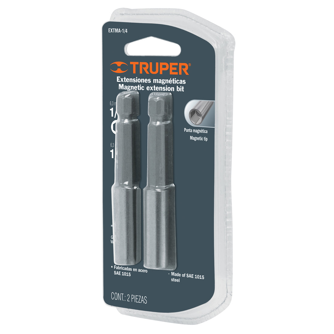 Blíster con 2 extensiones magnéticas 1/4", TRUPER