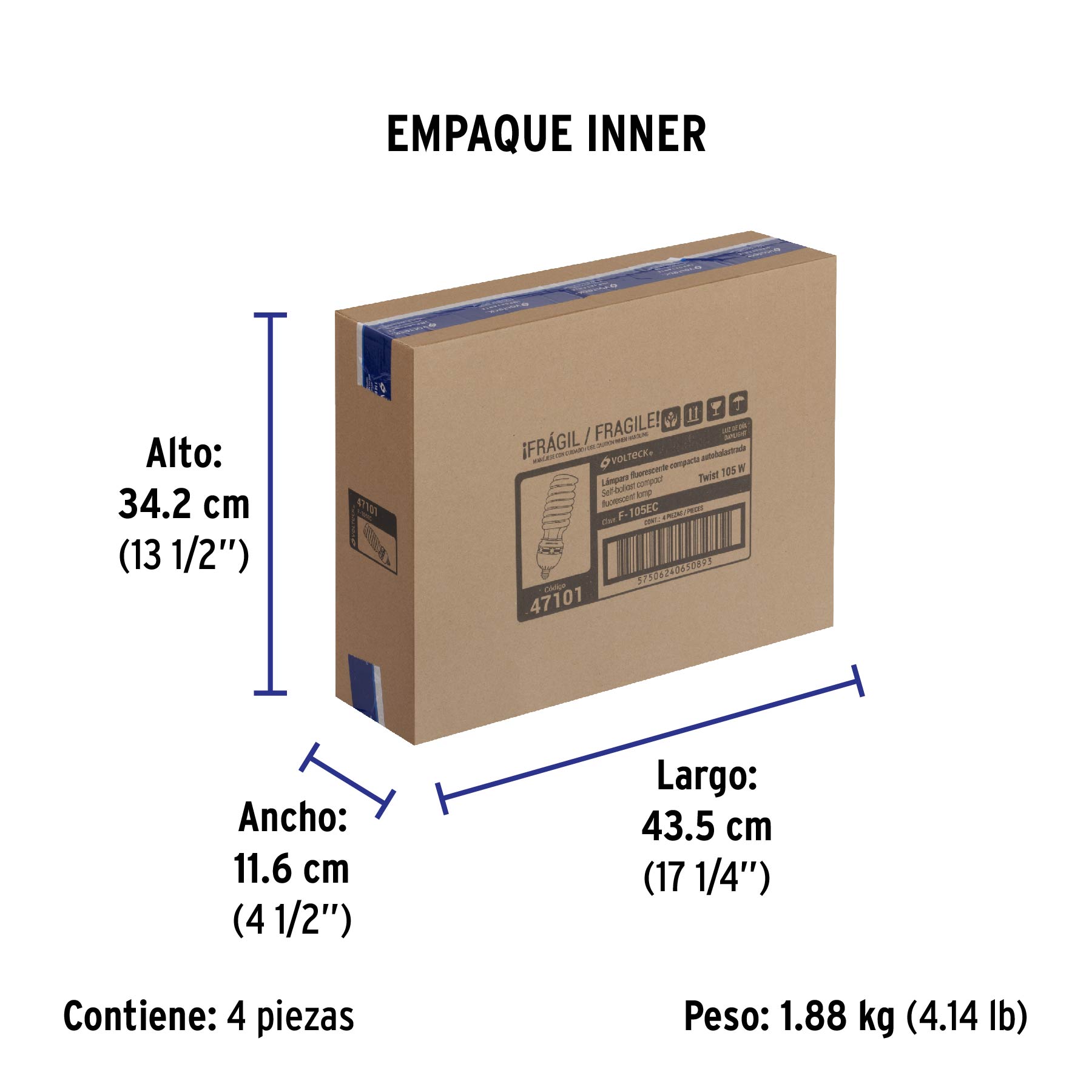 Lámpara espiral T5 105 W alta potencia luz de día, caja - Empaque