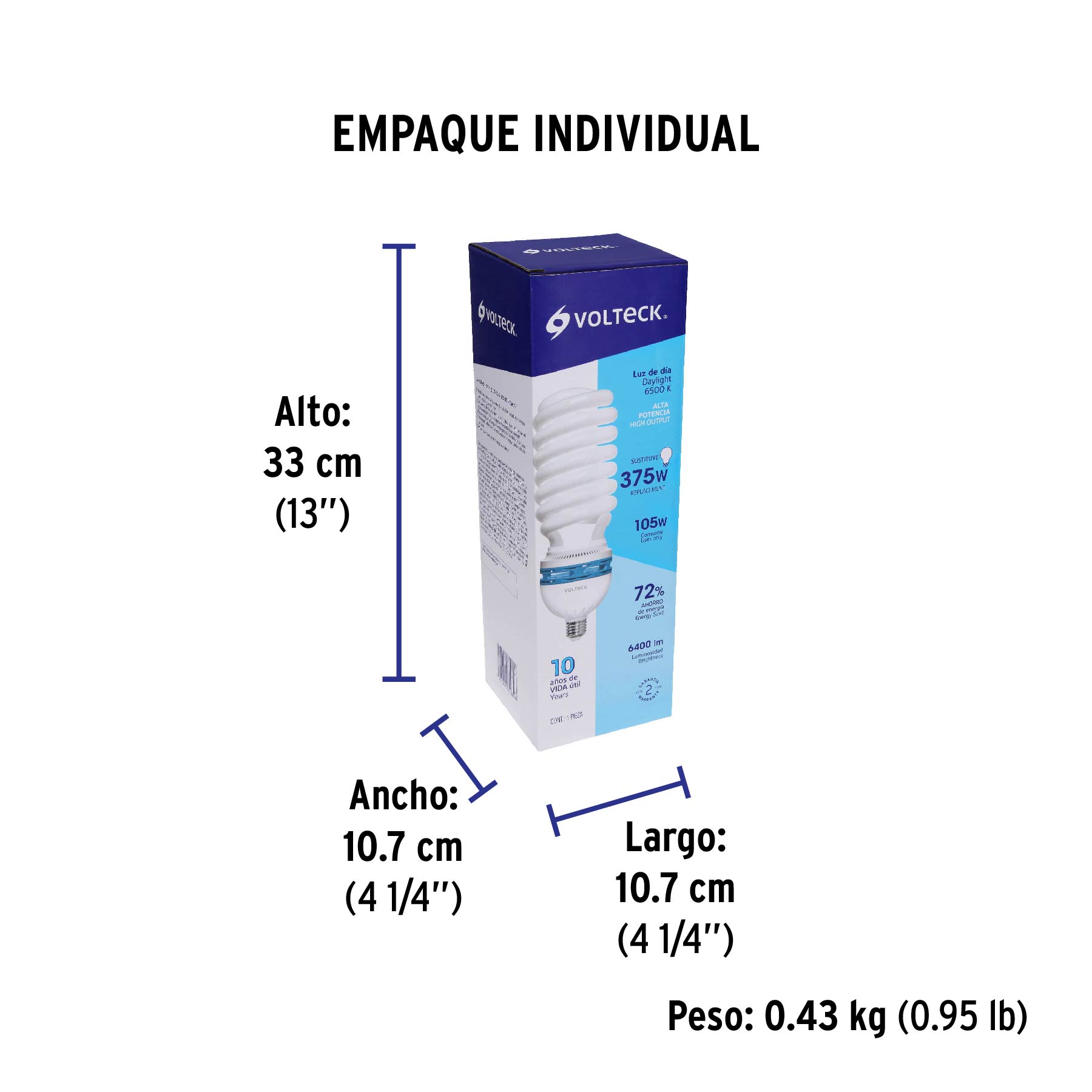 Lámpara espiral T5 105 W alta potencia luz de día, caja - Empaque