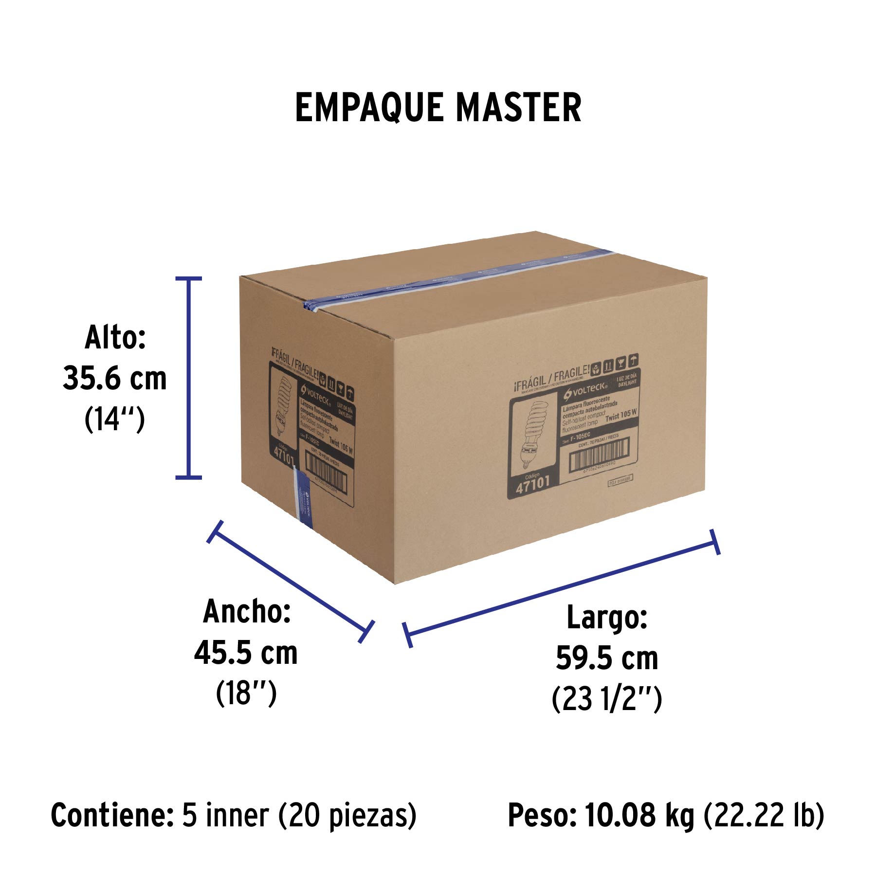 Lámpara espiral T5 105 W alta potencia luz de día, caja - Empaque