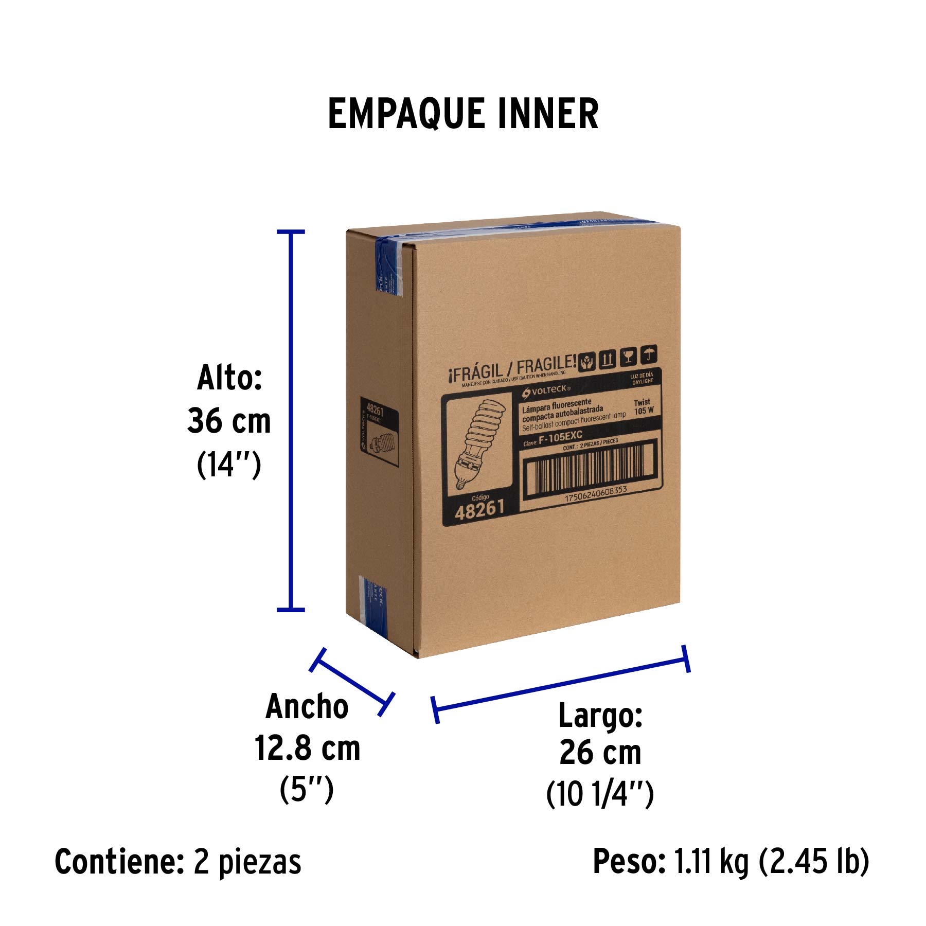 Lámpara espiral 105 W base mogul E39 220 V luz día, caja - Empaque