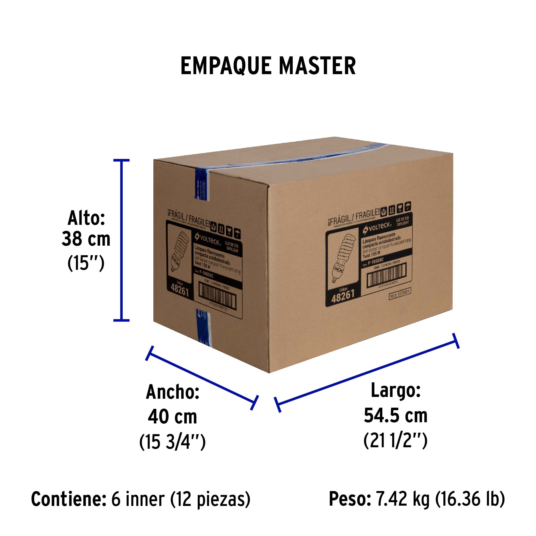 Lámpara espiral 105 W base mogul E39 220 V luz día, caja - Empaque
