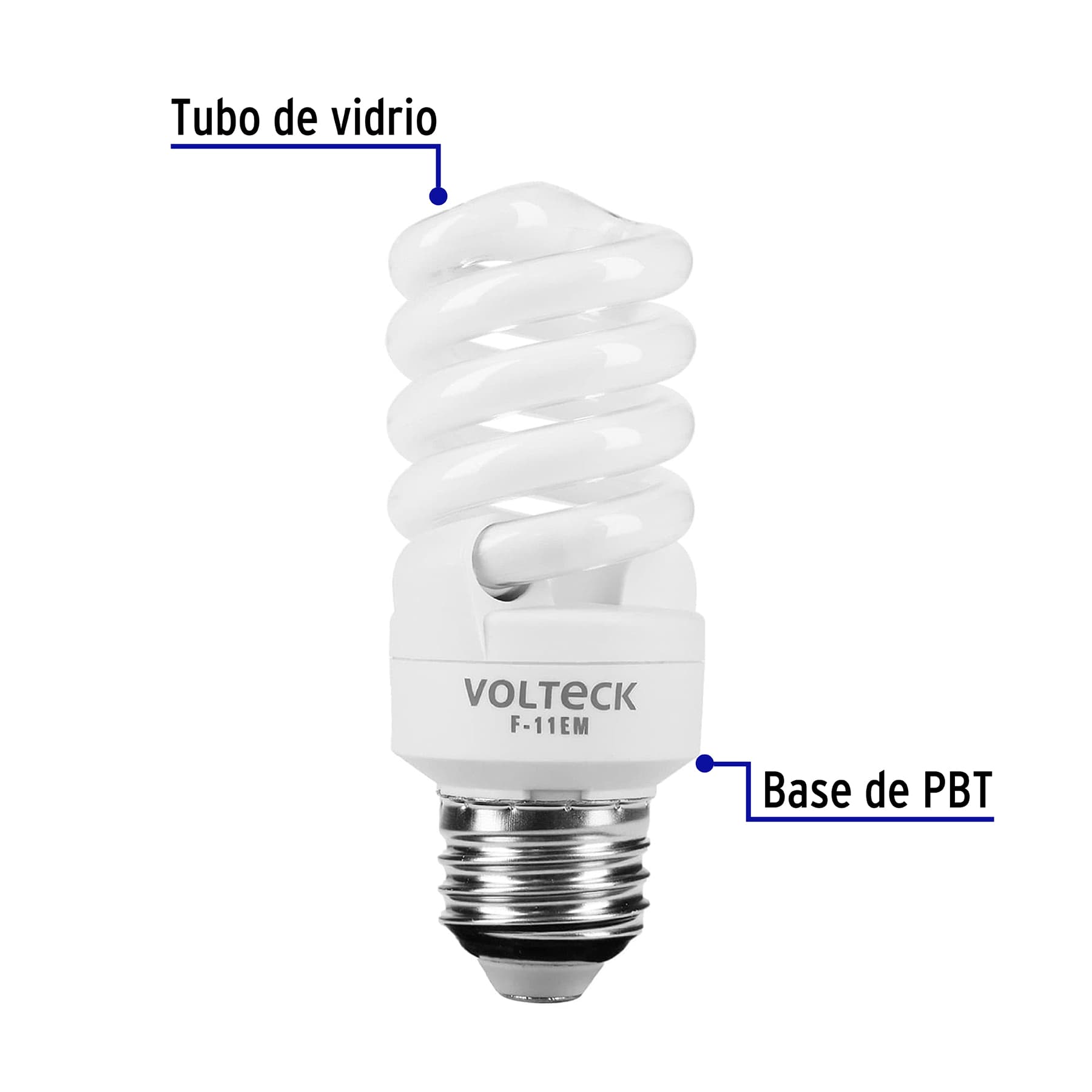 Lámpara espiral mini T2 11 W luz de día en blíster, VOLTECK