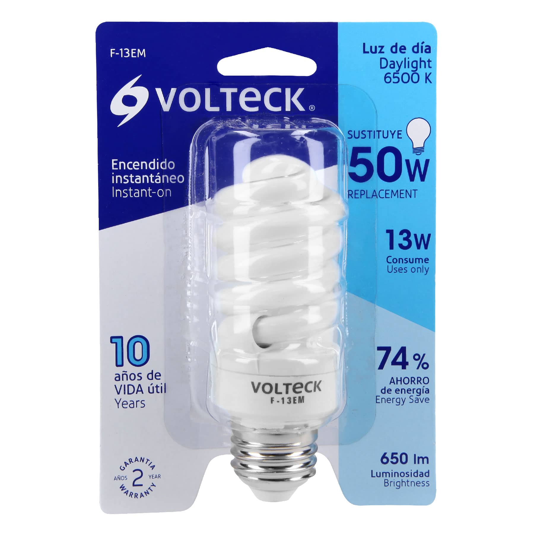 Lámpara espiral mini T2 13 W luz de día en blíster, VOLTECK