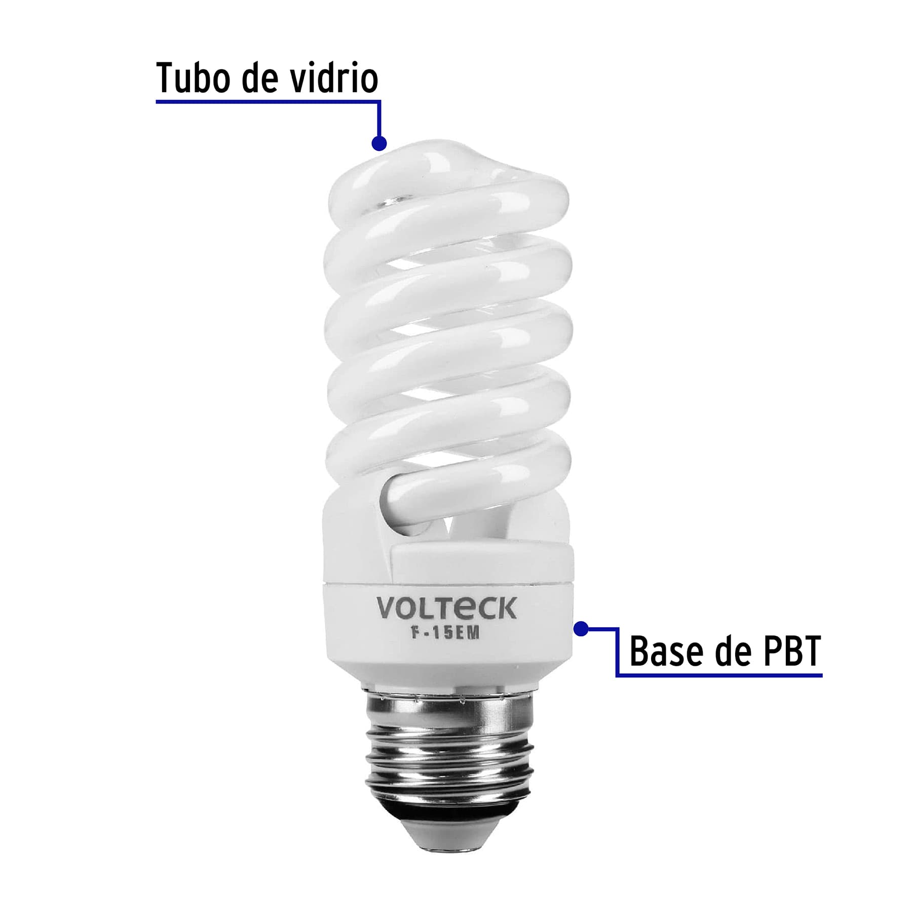 Lámpara espiral mini T2 15 W luz de día en blíster, VOLTECK