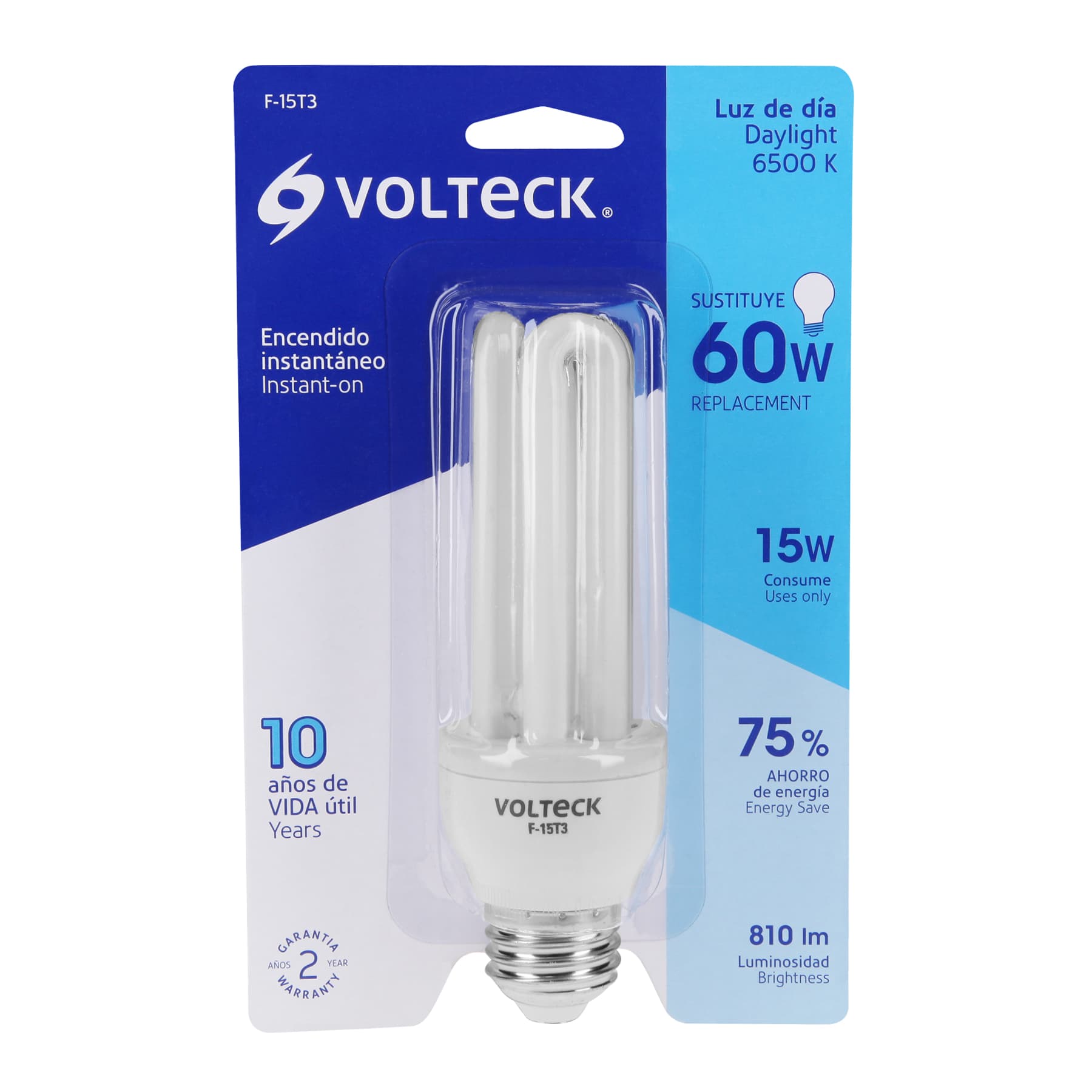 Lámpara triple T3 15 W luz de día en blíster, VOLTECK