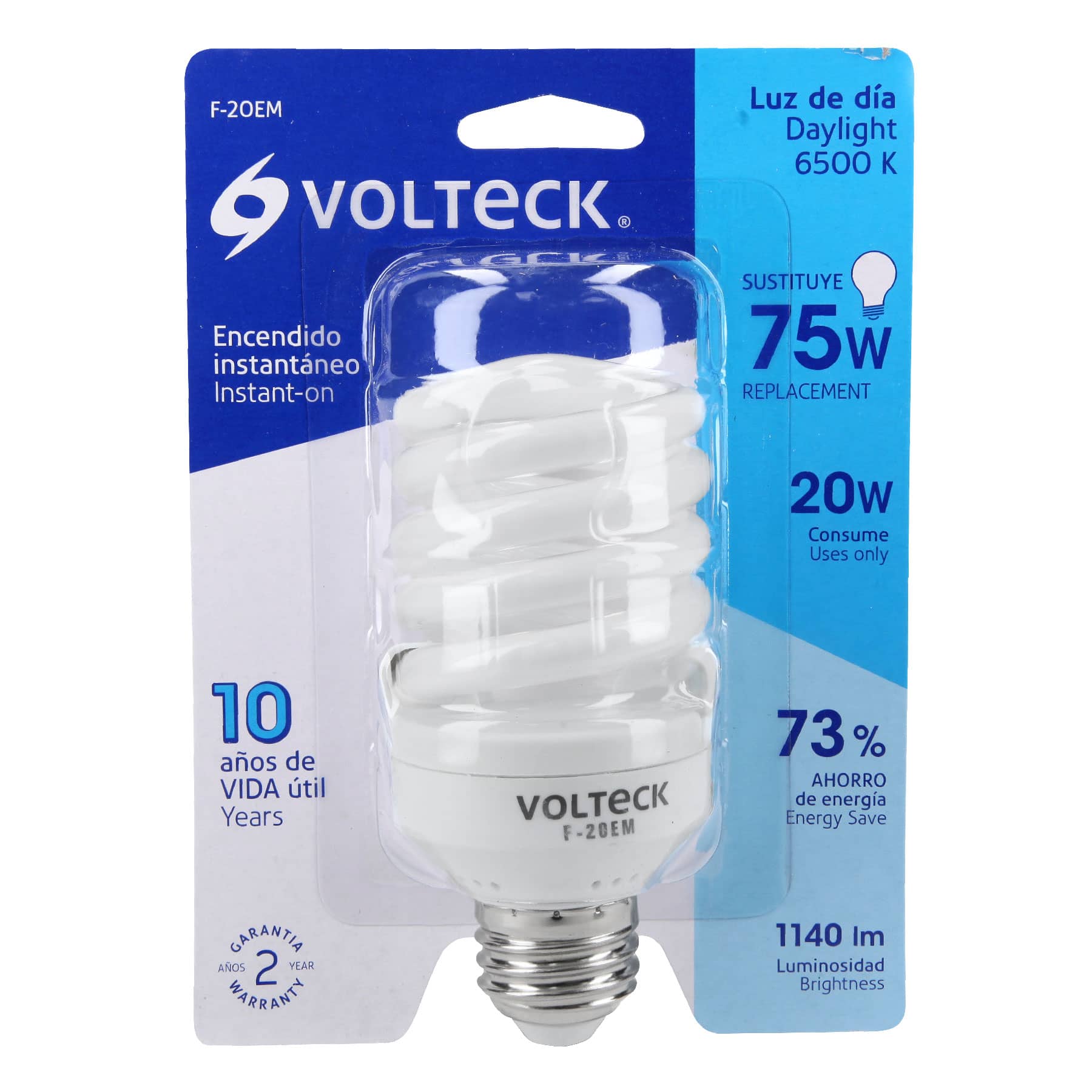 Lámpara espiral mini T2 20 W luz de día en blíster, VOLTECK