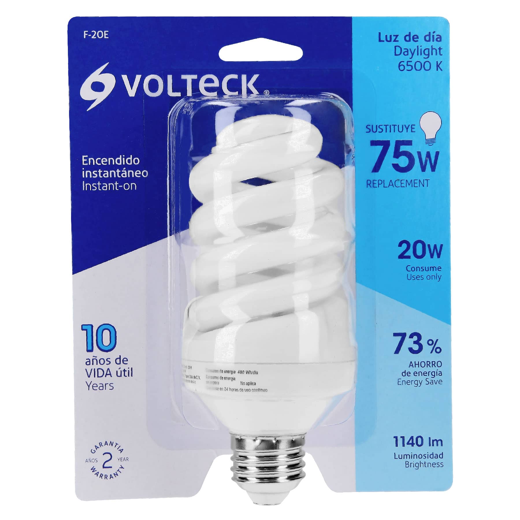 Lámpara espiral T4 20 W luz de día en blíster, VOLTECK