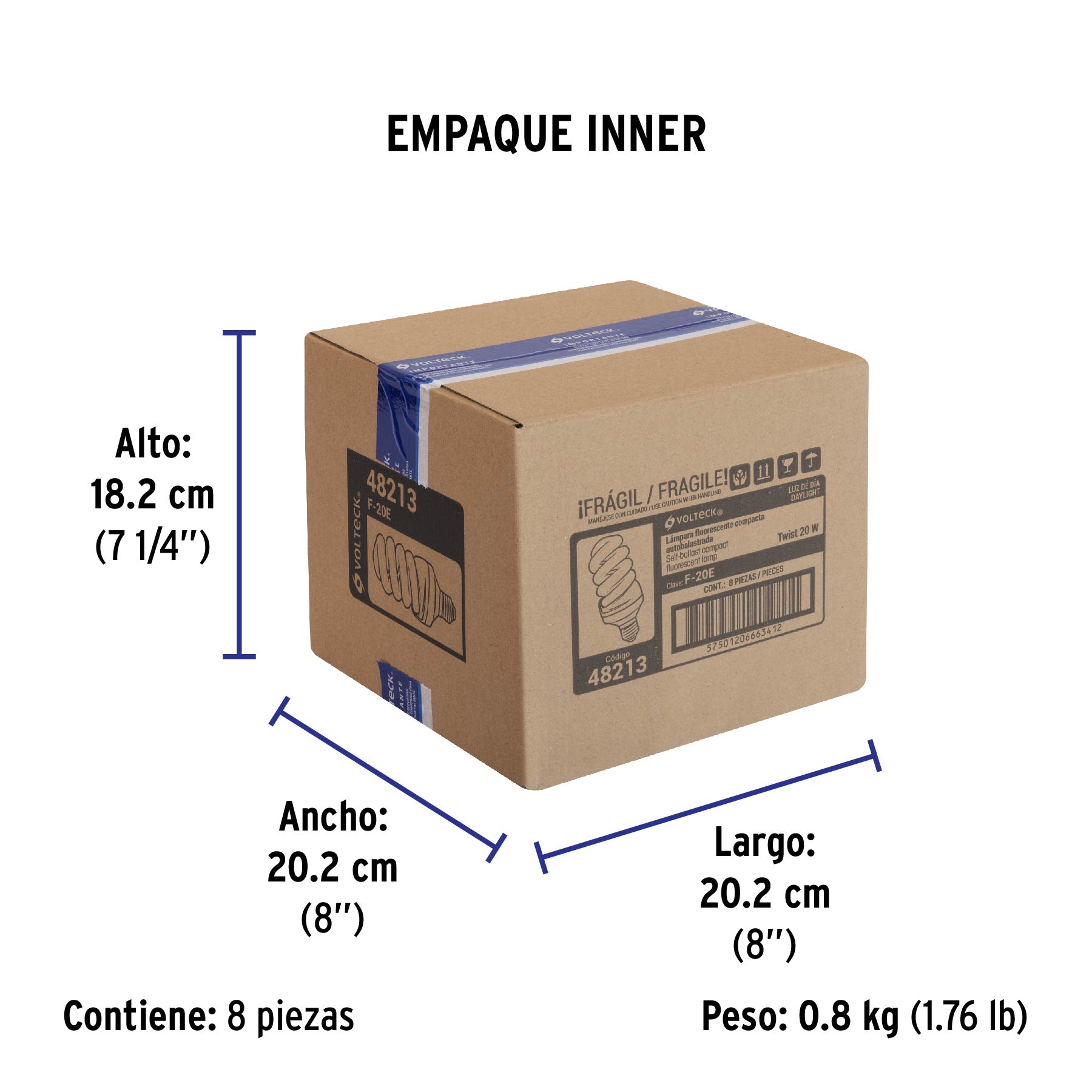Lámpara espiral T4 20 W luz de día en blíster, VOLTECK - Empaque