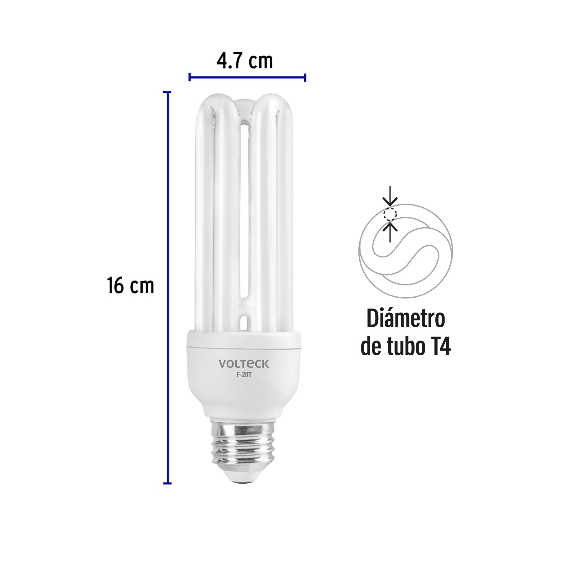 Lámpara triple T4 20 W luz de día en blíster, VOLTECK