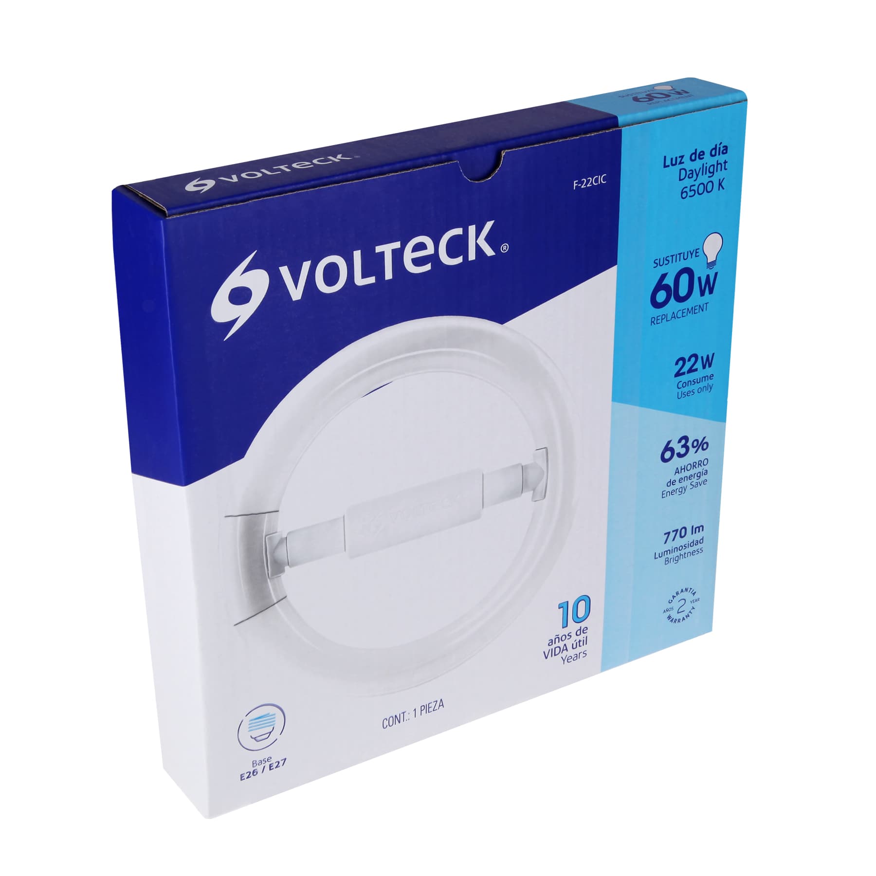 Lámpara circular T9 22 W luz de día en caja, VOLTECK