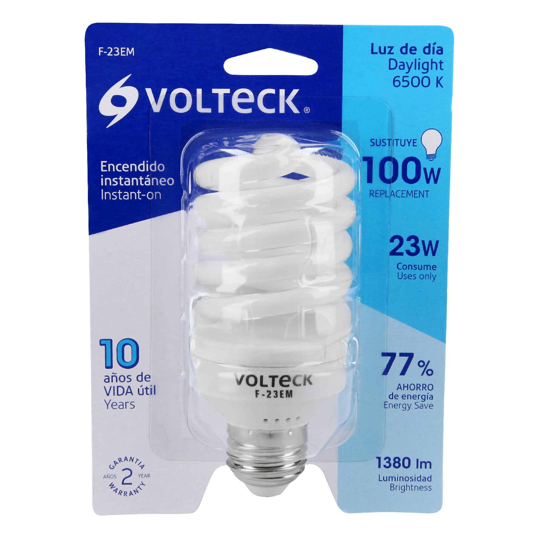 Lámpara espiral mini T2 23 W luz de día en blíster, VOLTECK