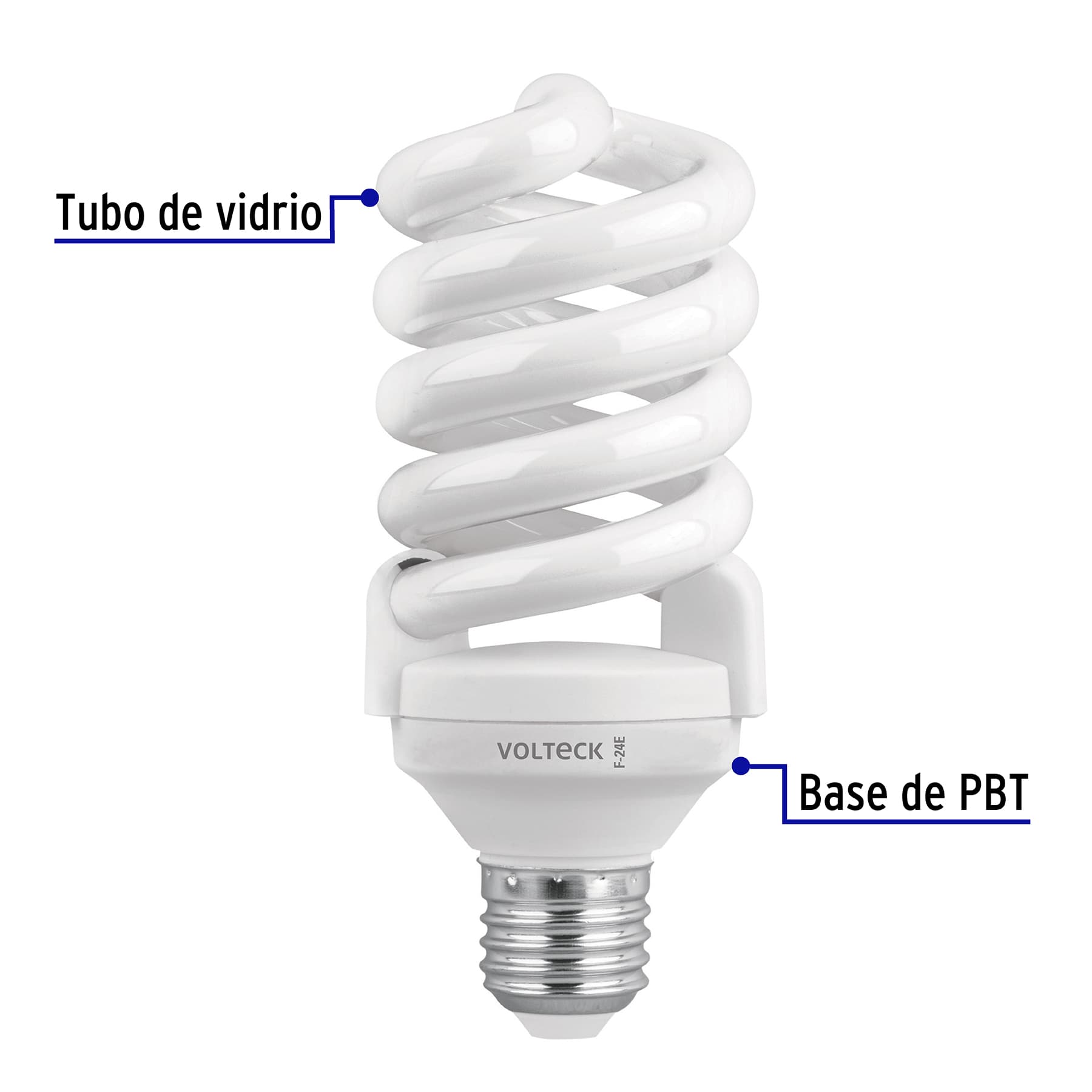 Pack 4 lámparas espiral T4 24 W luz de día, caja, VOLTECK