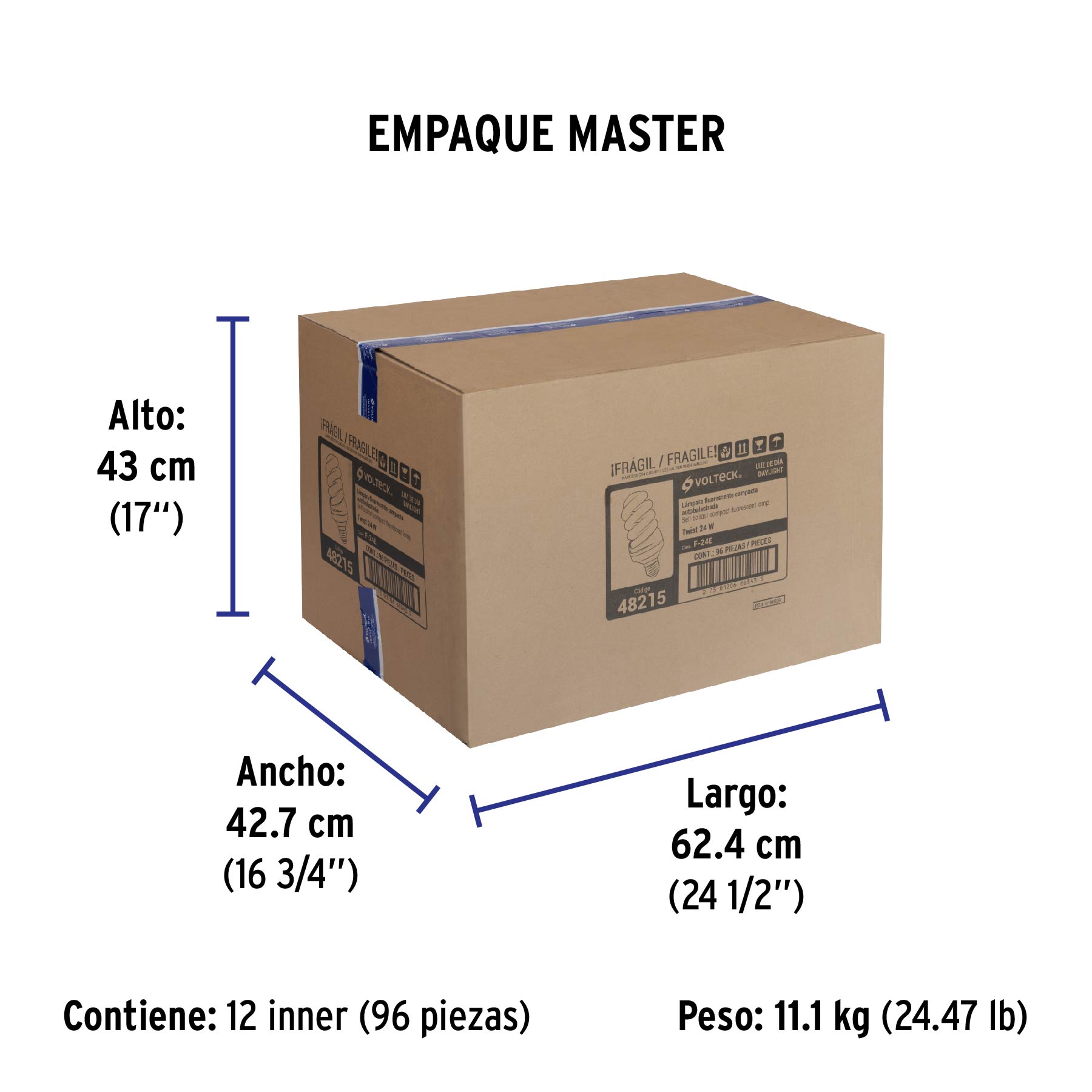 Lámpara espiral T4 24 W luz de día en blíster, VOLTECK - Empaque