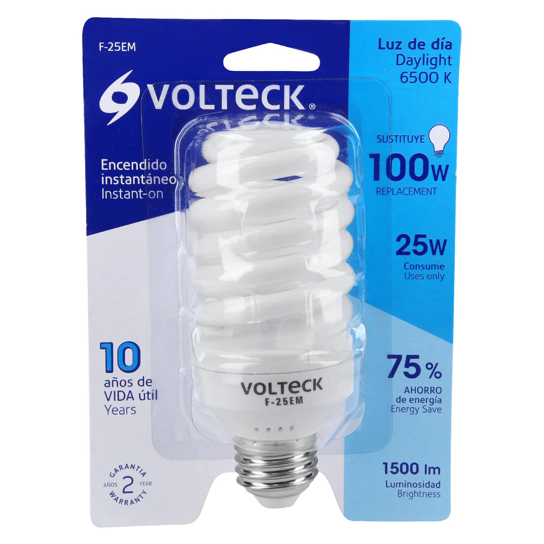 Lámpara espiral mini T2 25 W luz de día en blíster, VOLTECK